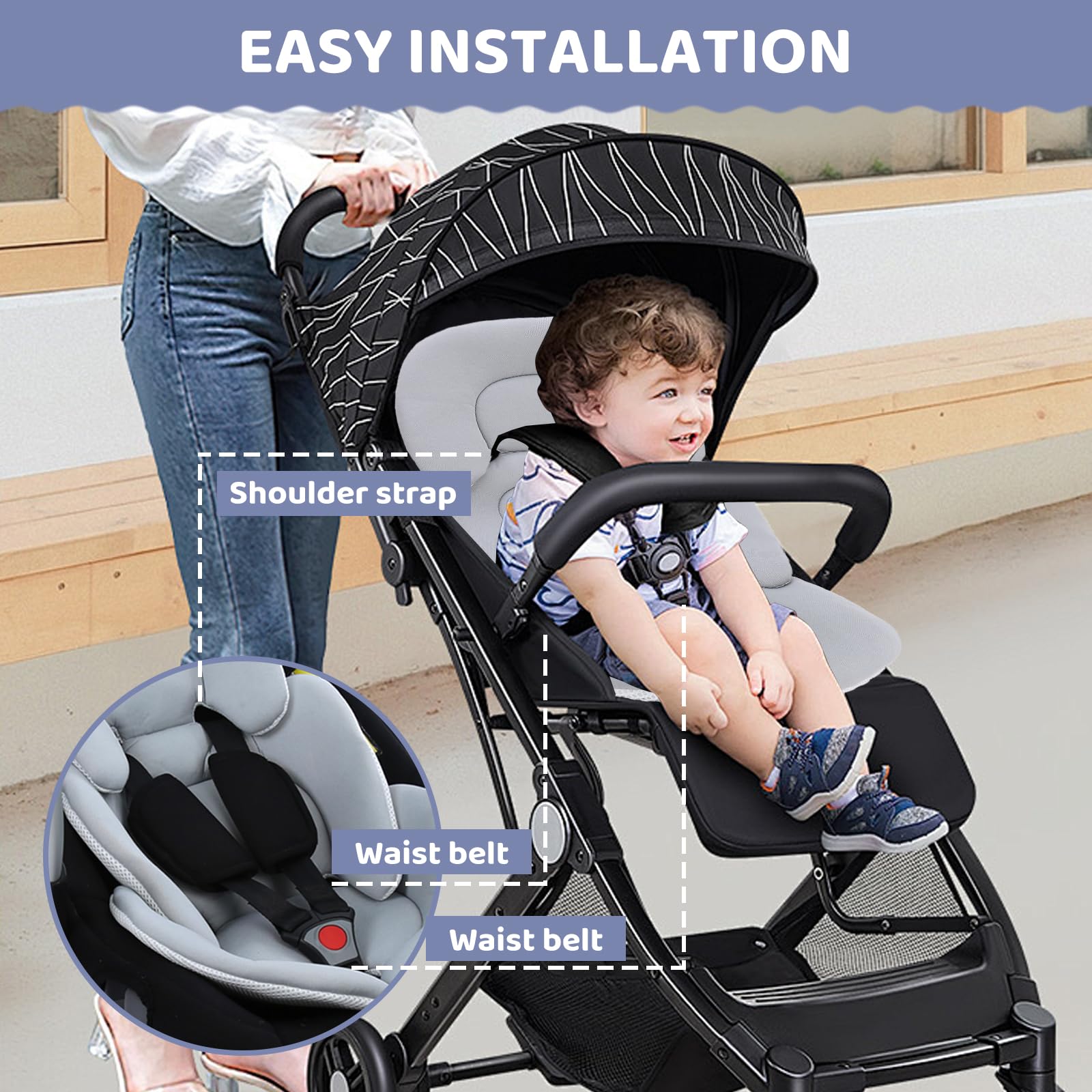 **Universal Infant Car Seat Insert & Baby Stroller Cushion for Newborns – Reversible, Breathable & Soft Safety Seat Mat (Gray) – Perfect for Car Seats, Strollers & Shopping Baskets**