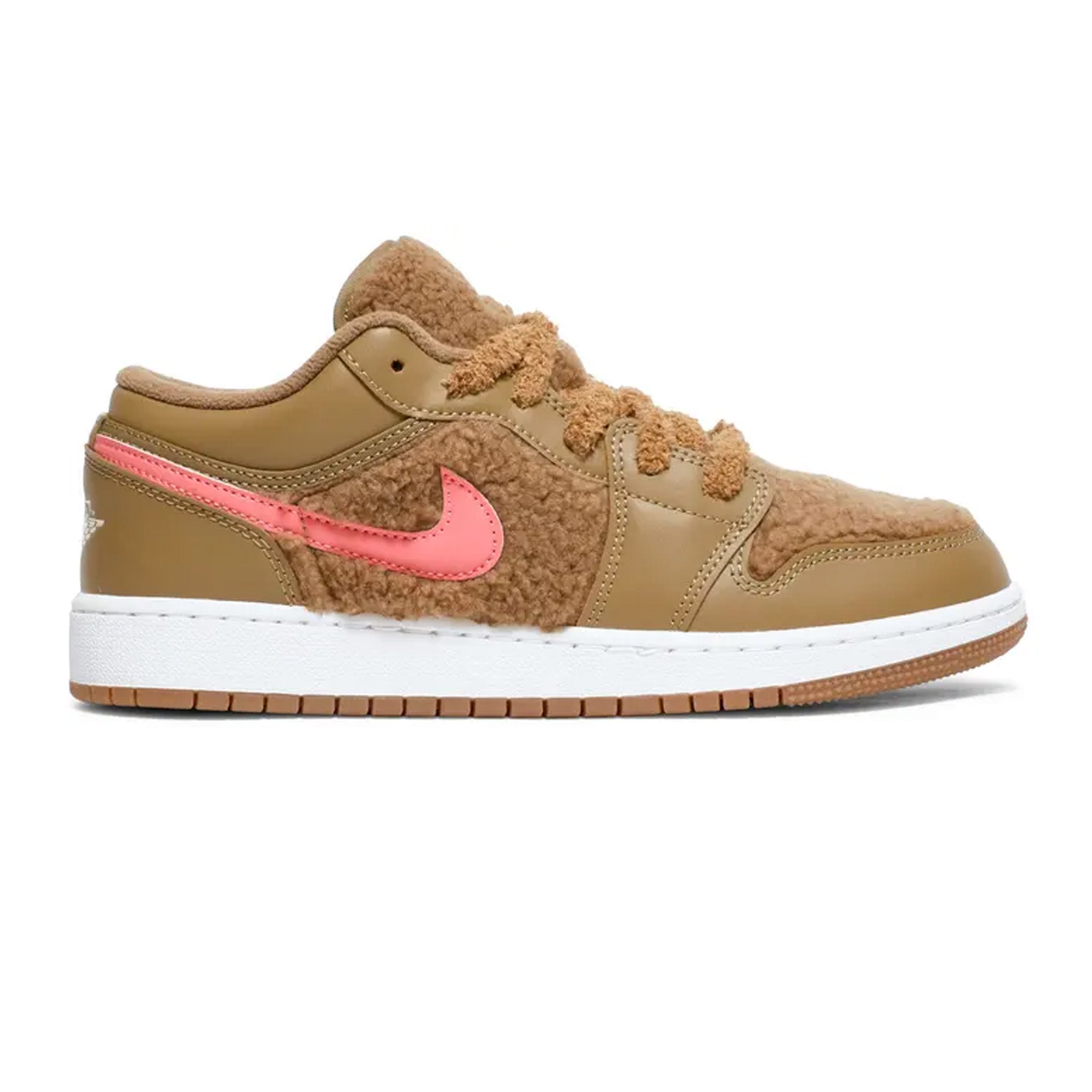 Air Jordan 1 Low Utility 'Teddy Bear' GS Sneakers for Girls (2021) - Stylish Casual Shoes for School, Sports & Everyday Wear