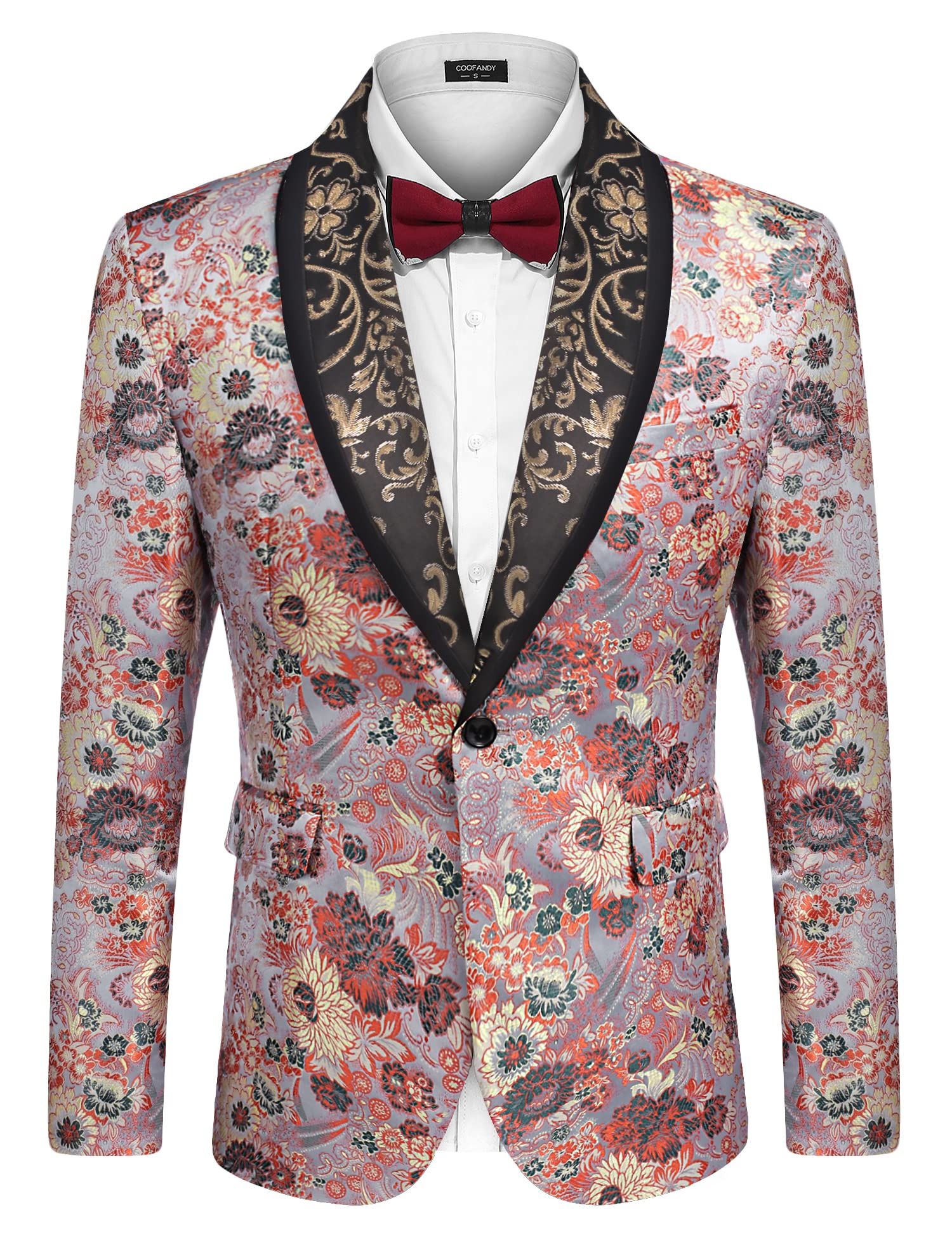 COOFANDY Slim Fit Floral Suit Jacket for Men - Wedding & Party Blazer