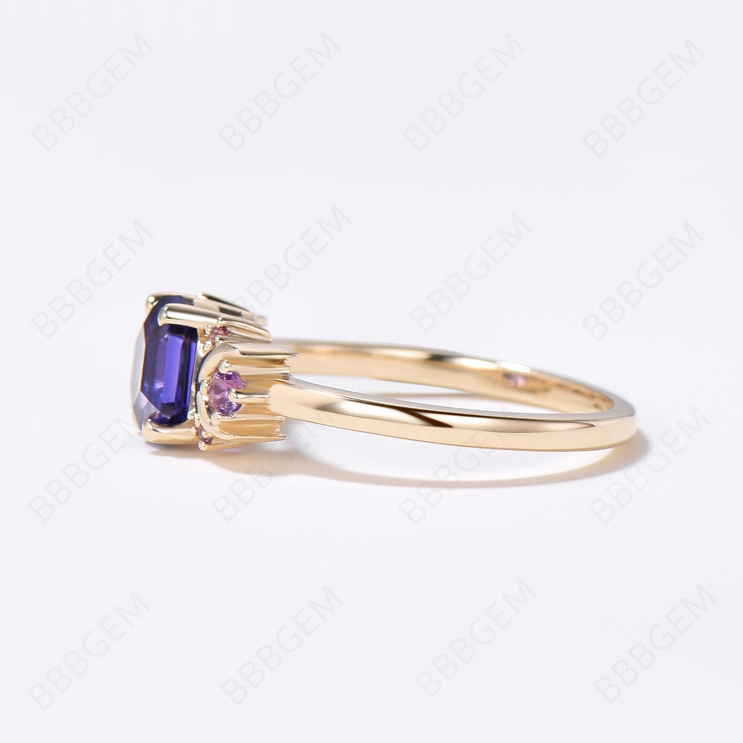 Moon Purple Sapphire Engagement Ring - Hexagon Cluster Ring for Women | Elegant Wedding, Proposal & Anniversary Jewelry Gift