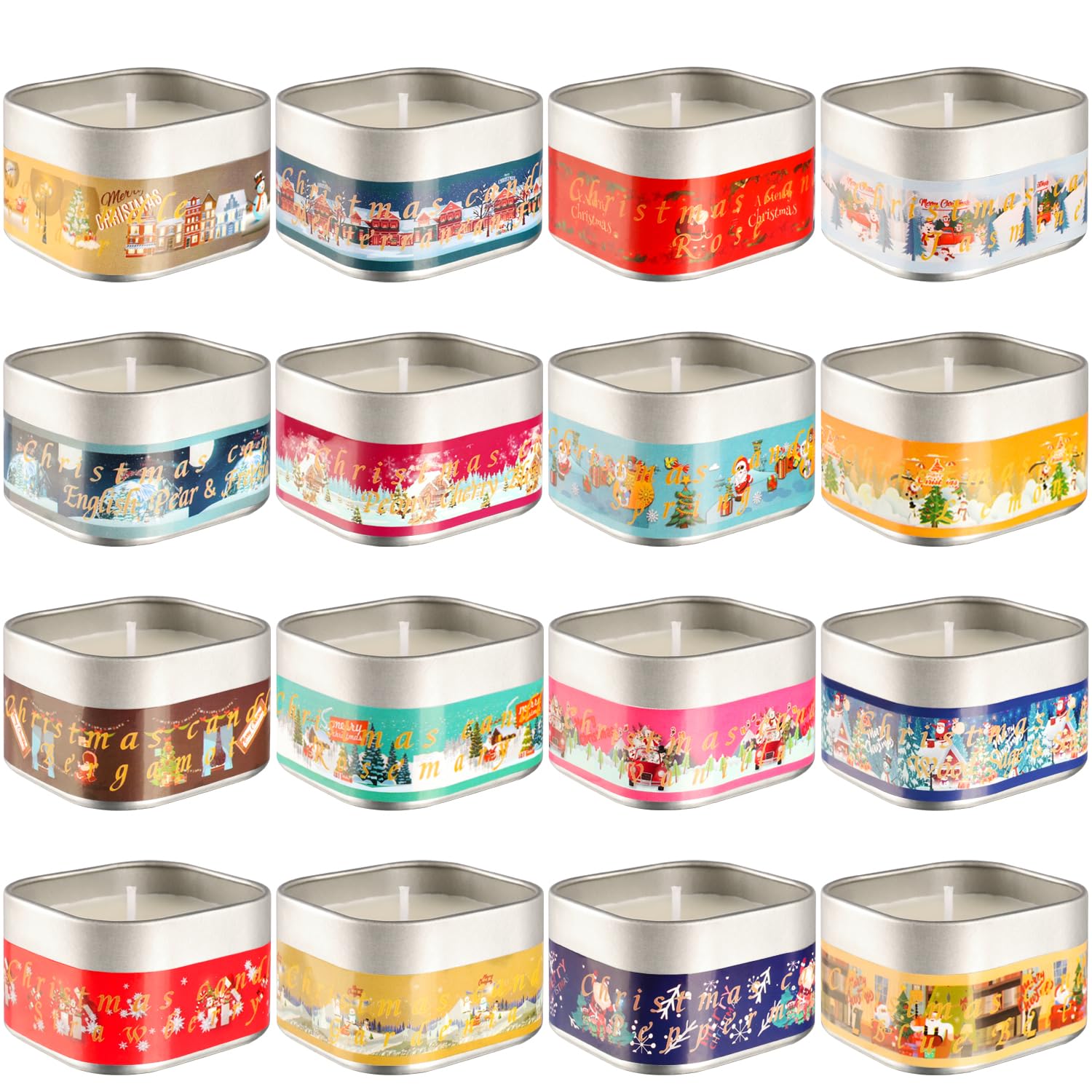 Christmas Scented Candles Gift Set - 16 Pack Natural Soy Wax Candles (3.5oz Each) in Portable Travel Tins - Perfect Holiday Gifts for Women, Anniversary & Home Decor | Great for Christmas Parties, Romantic Dinners & Relaxing Baths