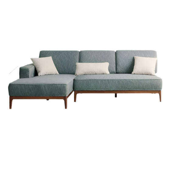 Premium Black Walnut & Ash Solid Wood Fabric Chaise Lounge Sofa - Modern Living Room Furniture for Relaxation & Home Decor
