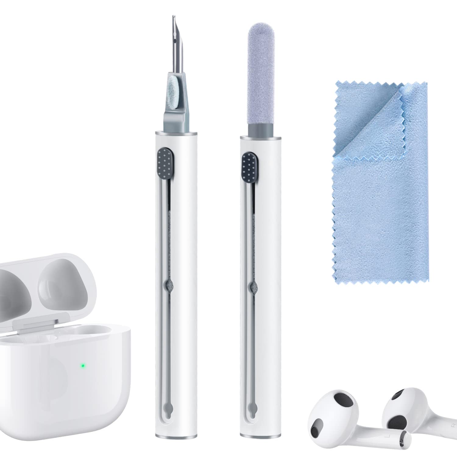 2Pcs Earbud Cleaning Kit - Multi-Function Cleaning Pen with Soft Brush & Flocking Sponge for AirPods, Bluetooth Headphones, Charging Case & Phone Accessories | Perfect for Home, Office & Travel Use