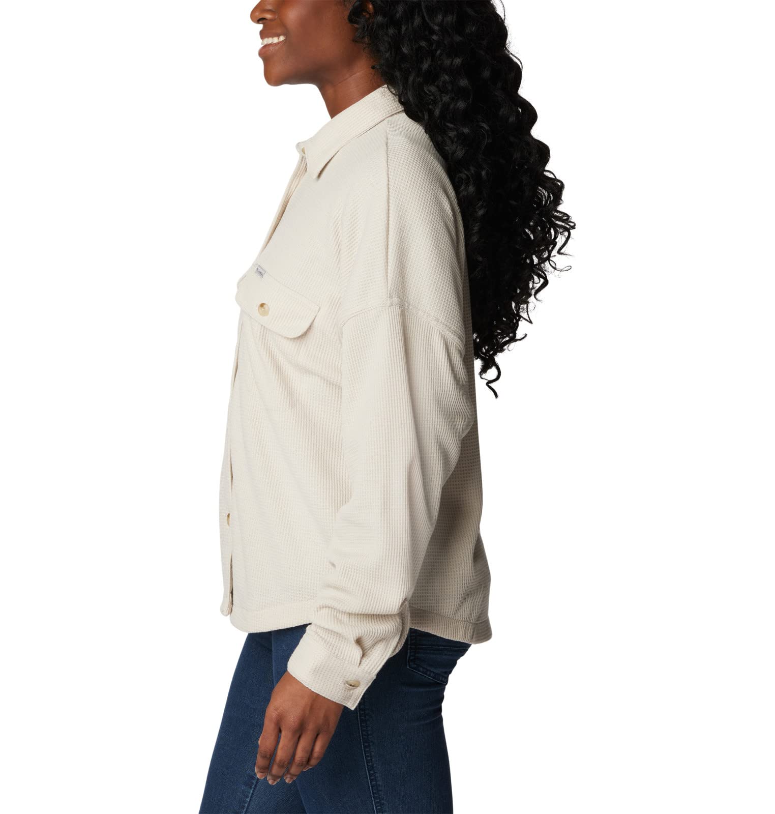 Columbia Women's Holly Hideaway Waffle Shirt Jacket - Lightweight Fleece-Lined Flannel Shirt for Outdoor Hiking & Casual Wear
