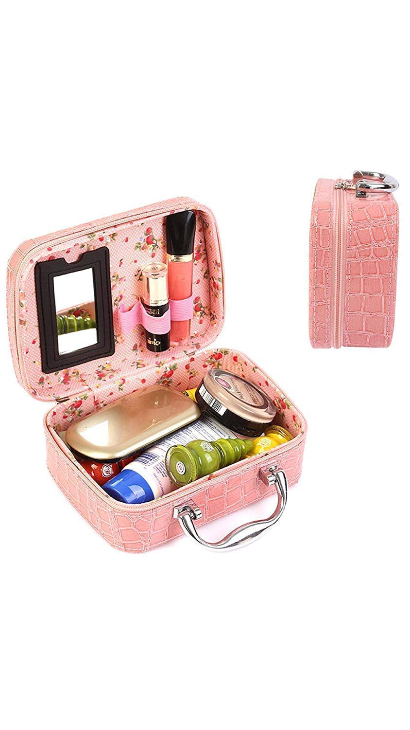DHVAJA Waterproof Cosmetic Bag - Travel Makeup Organizer with Multiple Pockets, Multicolor for Women | Perfect for Travel, Gym & Daily Essentials Storage
