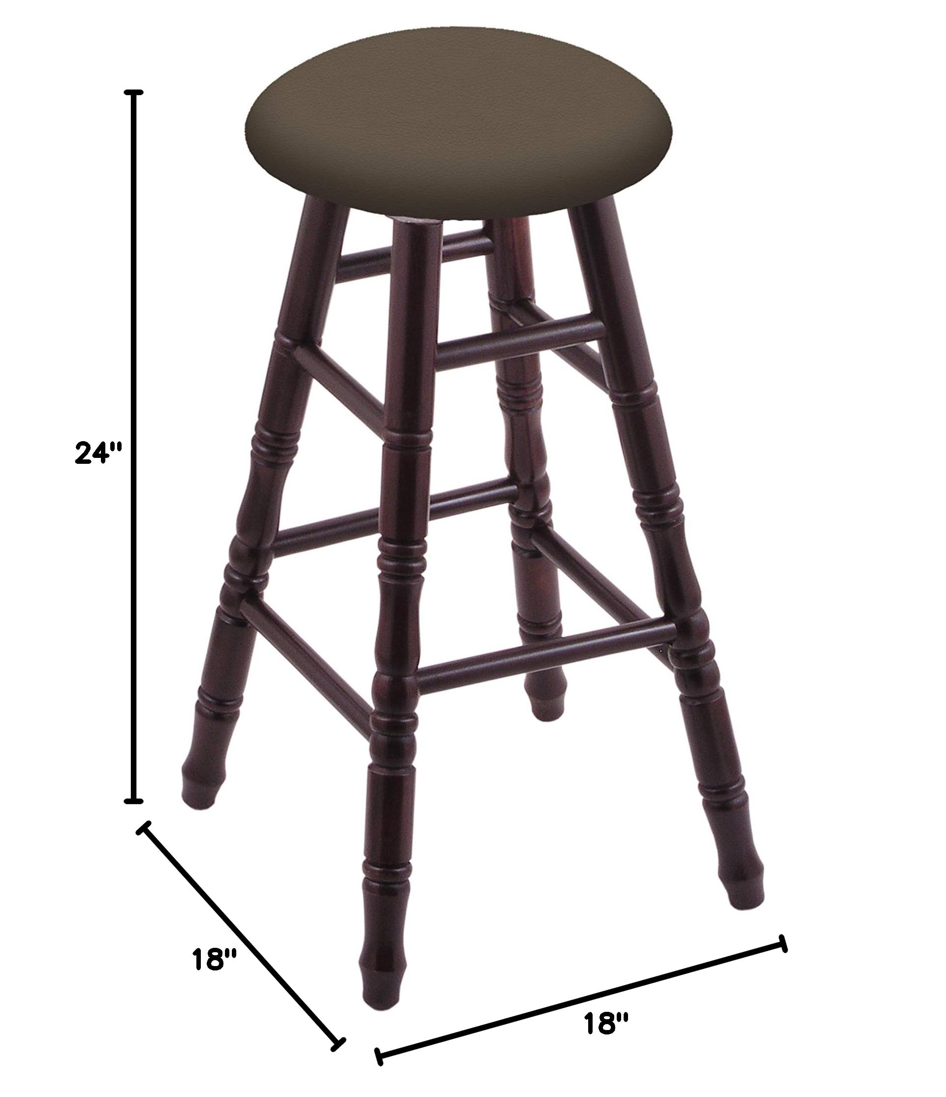 Dark Cherry Maple Counter Stool with Canter Earth Seat - Rustic Kitchen Bar Stool for Dining Room, Breakfast Nook & Home Decor