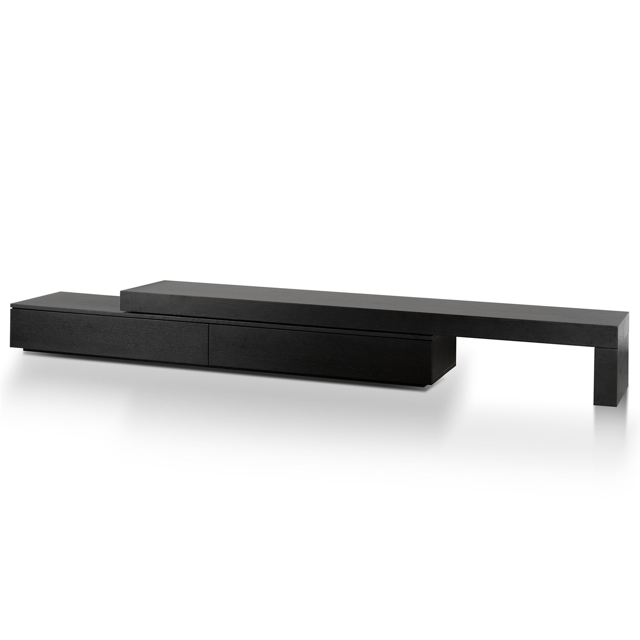 Black Oak Extendable TV Stand with Storage - Modern Entertainment Center for Living Room, Bedroom & Home Theater