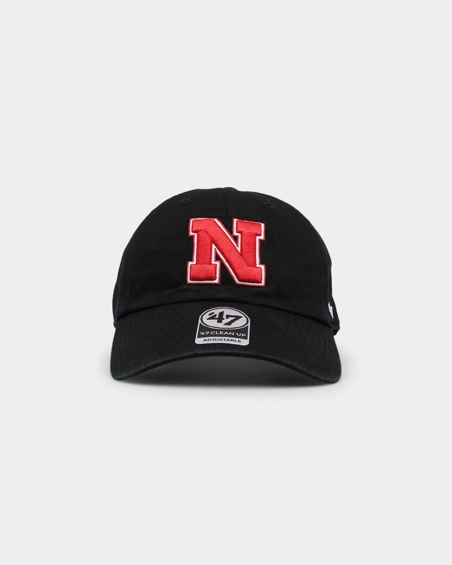 47 Brand Nebraska Cornhuskers '47 Clean Up Strapback Black Adjustable Hat - Official NCAA Football Fan Gear for Men & Women - Perfect for Game Day, Tailgating and Casual Wear