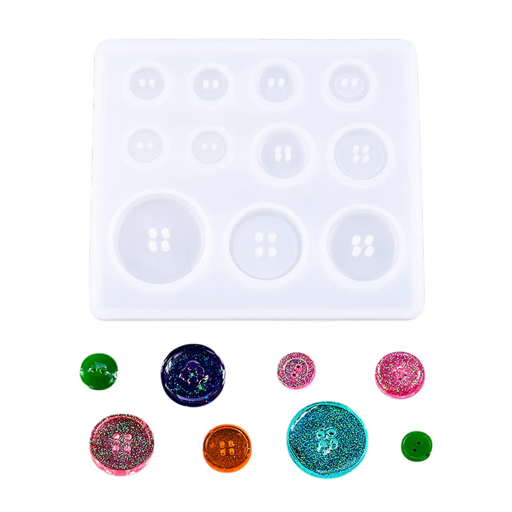 Nifocc 2-Piece Round Button Silicone Molds for Epoxy Resin Jewelry Making - DIY Craft Button Charms Mold for Pendants, Earrings & Keychains - Perfect for Handmade Jewelry, Scrapbooking & Gift Making