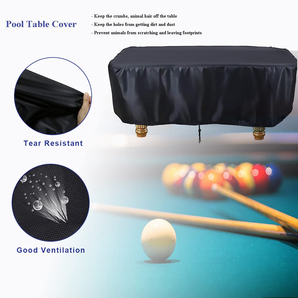 8ft Waterproof Pool Table Cover for Outdoor & Indoor Use - Heavy Duty Billiard Table Protection for Rain, Dust & Sun Damage