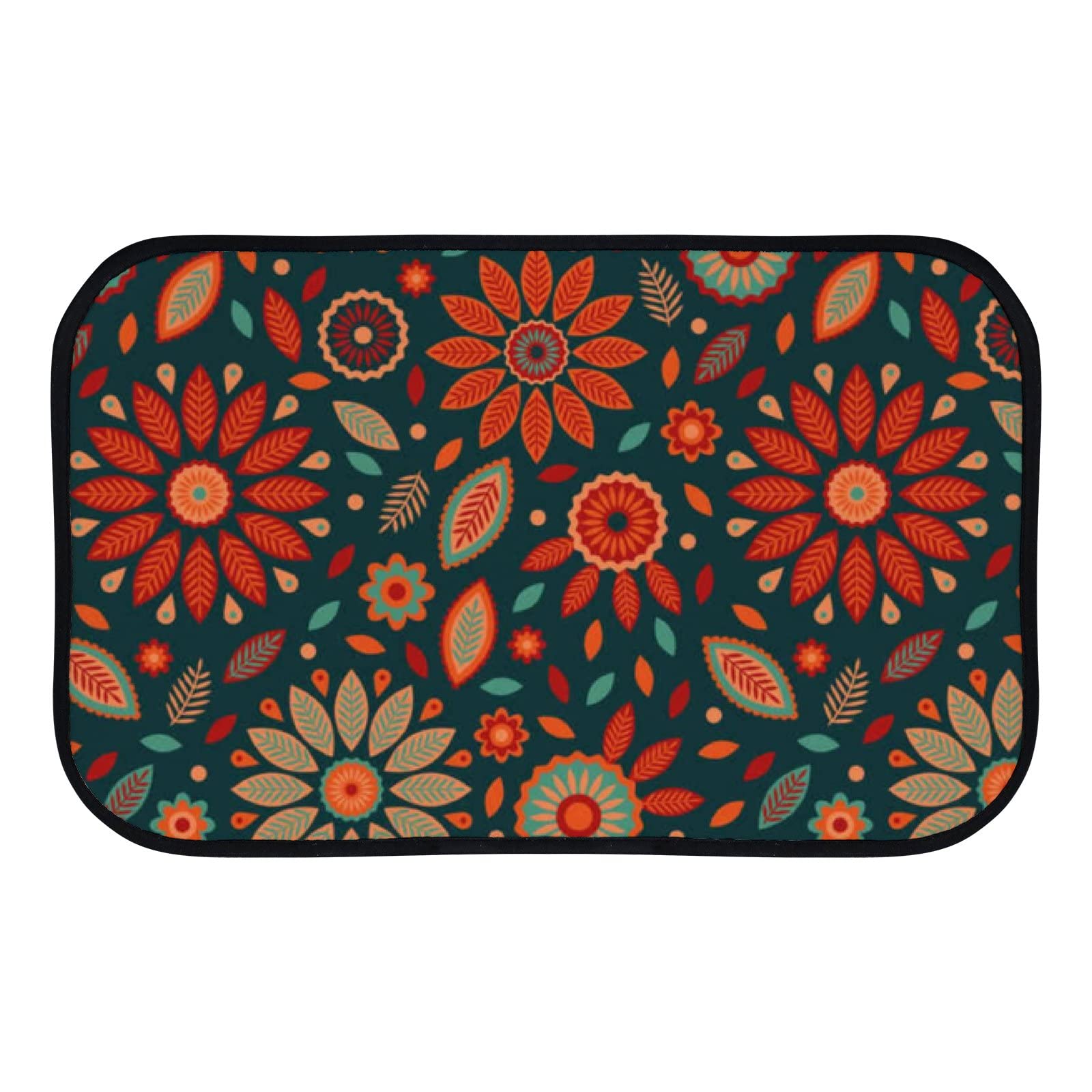 Soft Foam Non-Slip Washable Area Rug - Ethnic Floral Design for Kitchen, Bathroom, Living Room - Indoor/Outdoor Decor 23.6x15.7 Inch - Perfect for Home, Apartment, Dorm & Patio Use