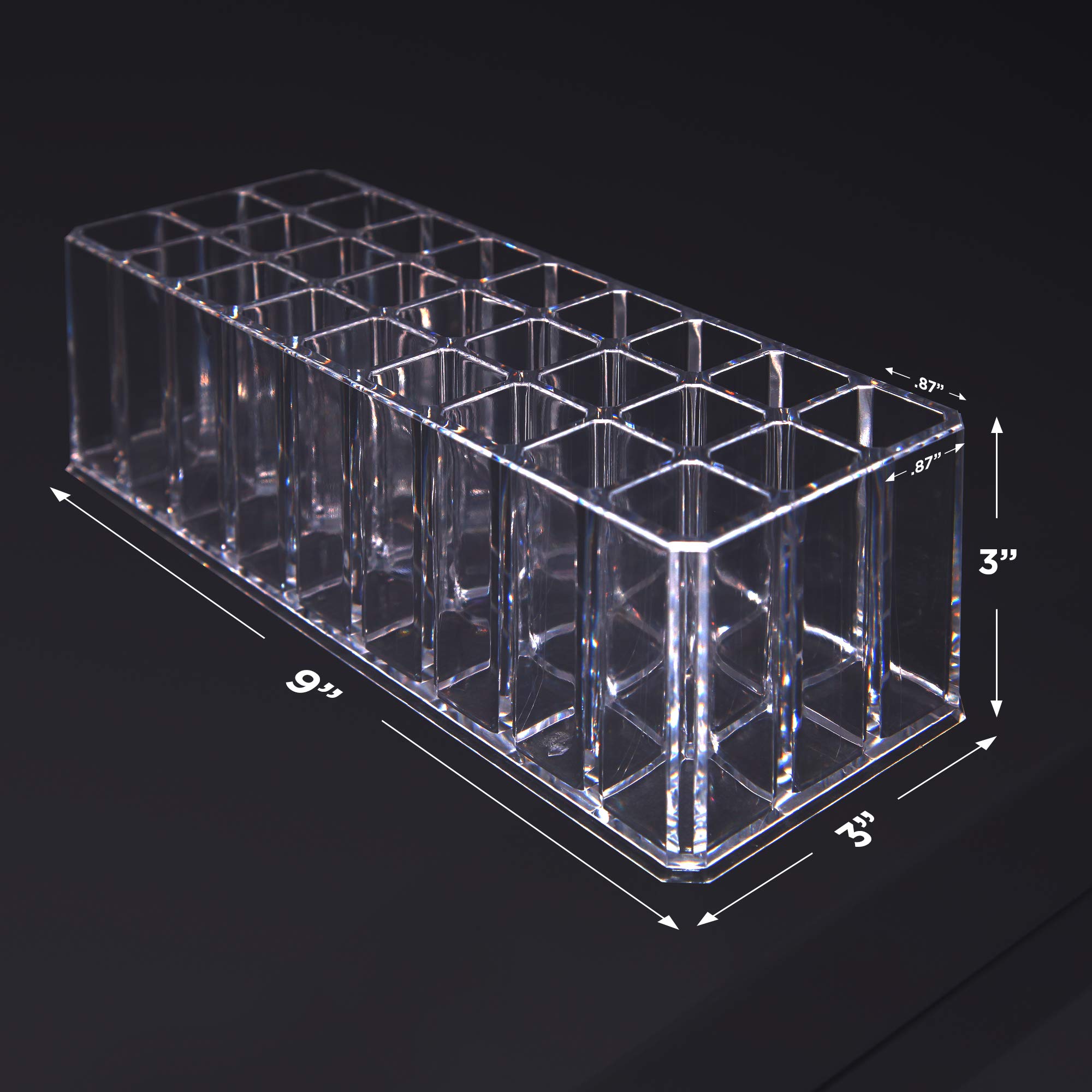 FAJ Acrylic Makeup Organizer - 27-Slot Eyeshadow Palette & Lipgloss Holder for Vanity, Drawer Storage, and Countertop Display | Perfect for Cosmetic Collection Organization and Beauty Salon Use