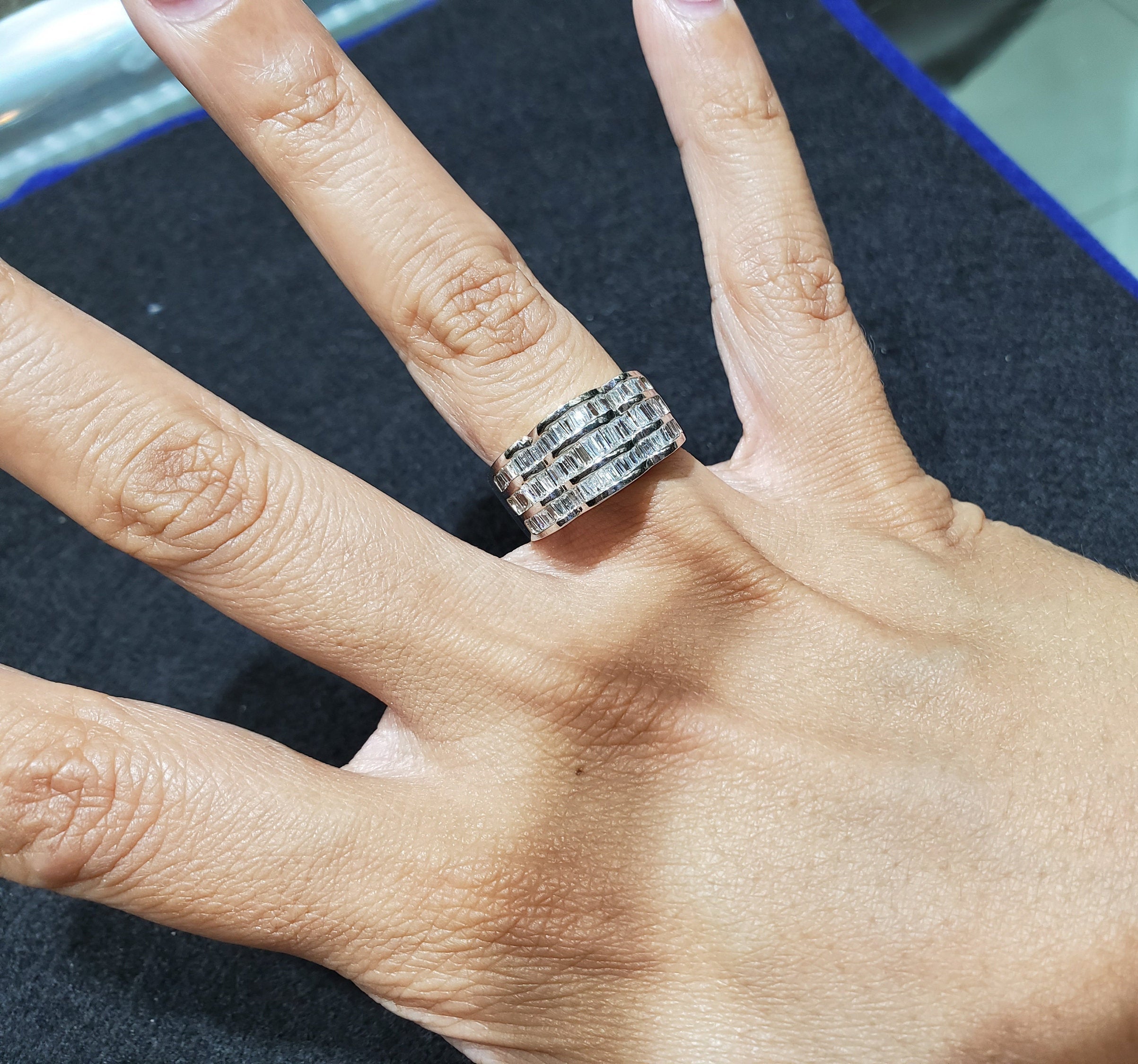 Elegant Wavy Baguette Diamond Cocktail Ring for Women | 14K Gold Plated Statement Jewelry | Perfect for Evening Parties, Weddings & Special Occasions
