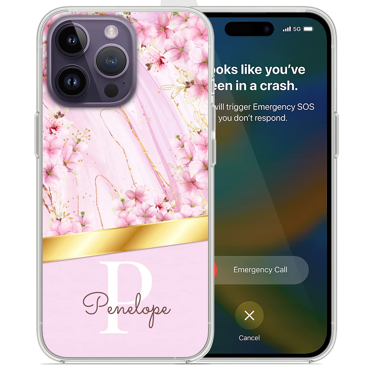 Custom Monogram Phone Case with Cherry Blossom Design - Personalized Initial Letter Case for Women & Girls - Birthday Christmas Gift - Compatible with iPhone 16/15/14/13/12/11/XR/X/XS/8/7/Plus/Mini/Pro Max - Perfect for Everyday Use, Travel & Special Occasions
