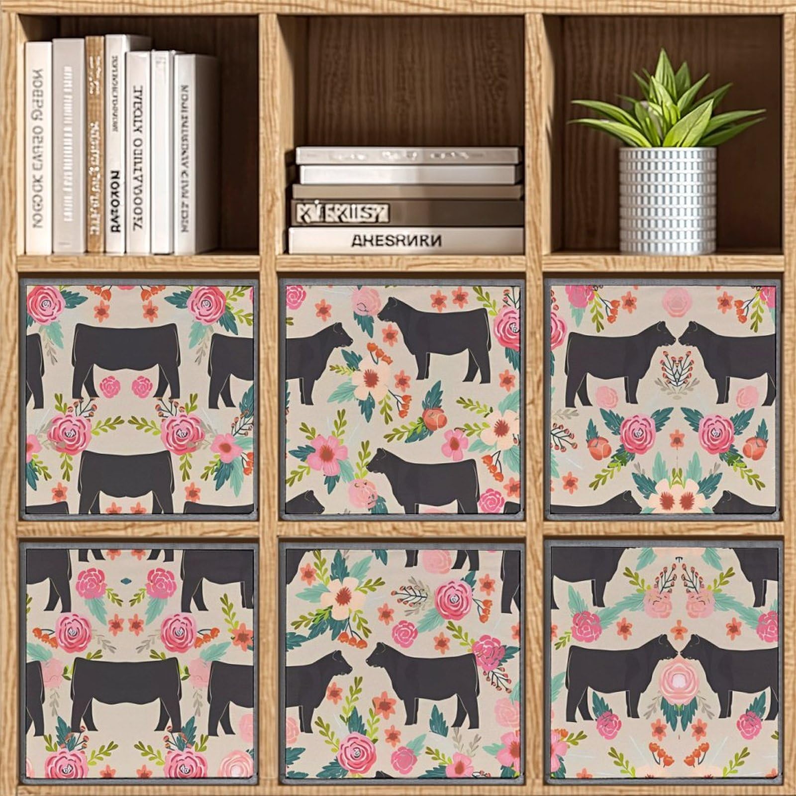 Pink Flower Print Collapsible Storage Bins - 6-Piece Set with Handles for Closet, Clothing & Home Organization | Foldable Storage Baskets for Bedroom, Nursery & Laundry Room