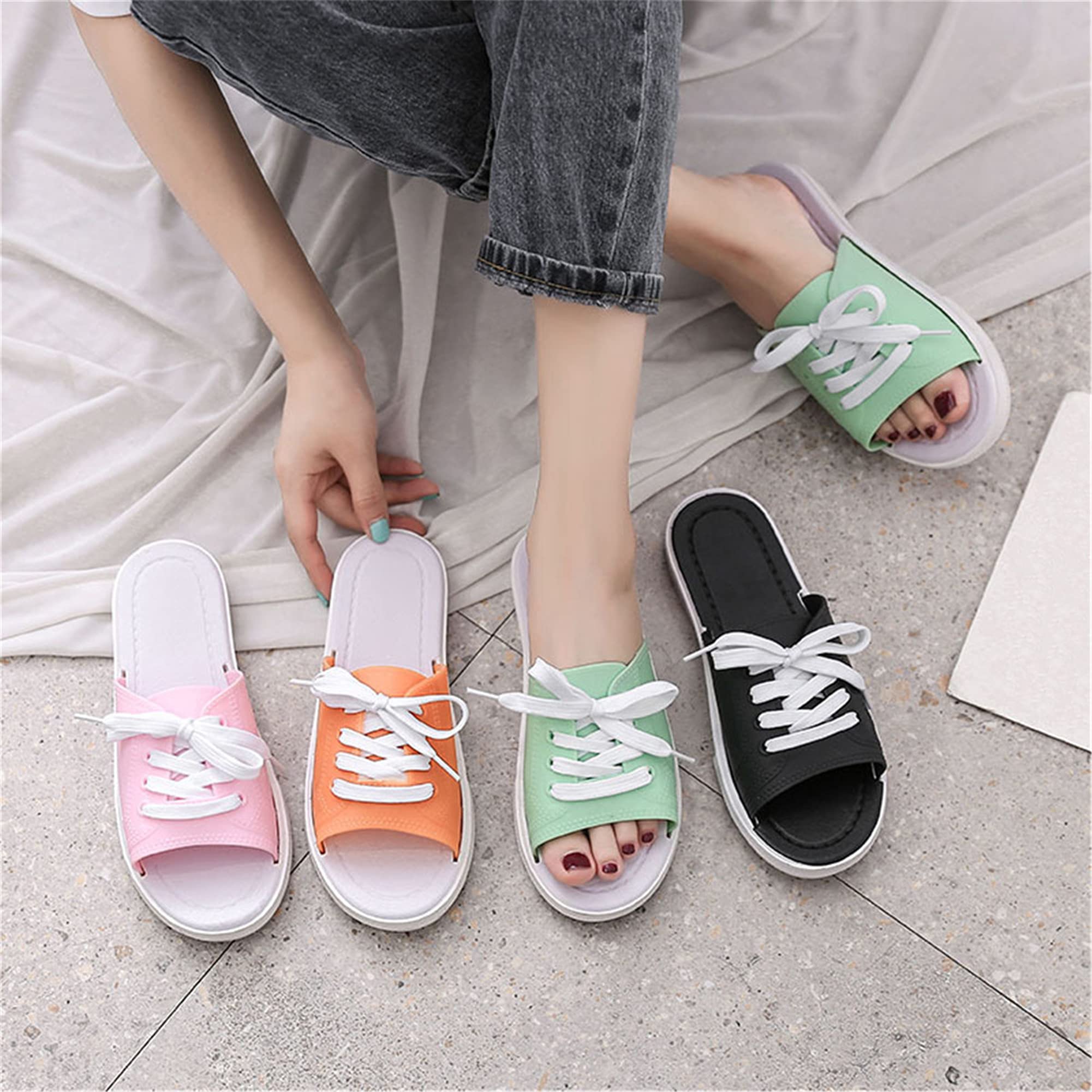 LANFIRE Comfortable Slippers for Women and Men - Soft Bathroom Sandals, Non-Slip Indoor/Outdoor Slide Slippers for Home, Spa, and Poolside Relaxation