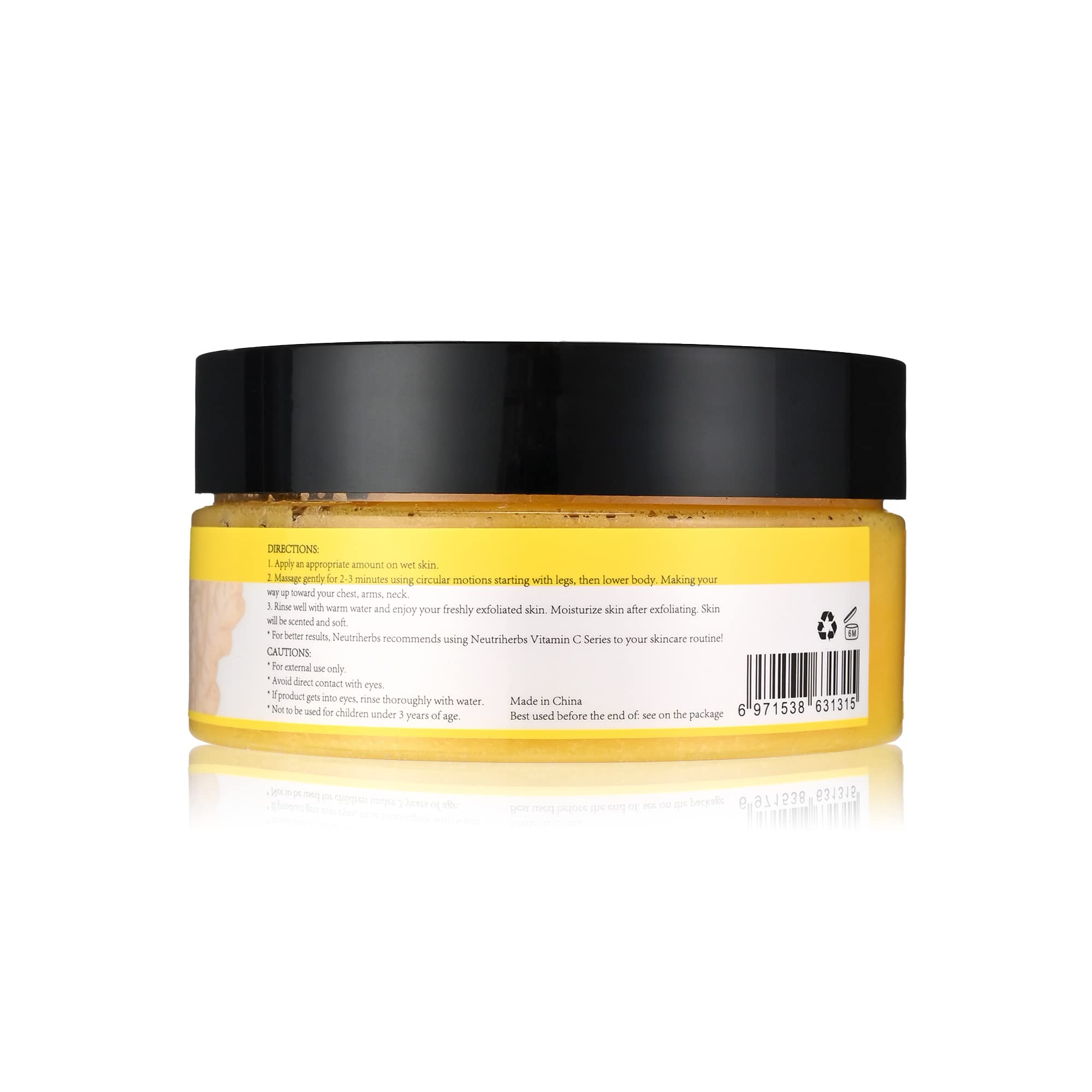NEUTRIHERBS Turmeric Body Scrub with Vitamin C - Exfoliating & Moisturizing Scrub for Deep Cleansing of Body, Hands, Legs & Thighs (7.05oz) - Perfect for Spa Day, Post-Workout Refresh & Dry Skin Care
