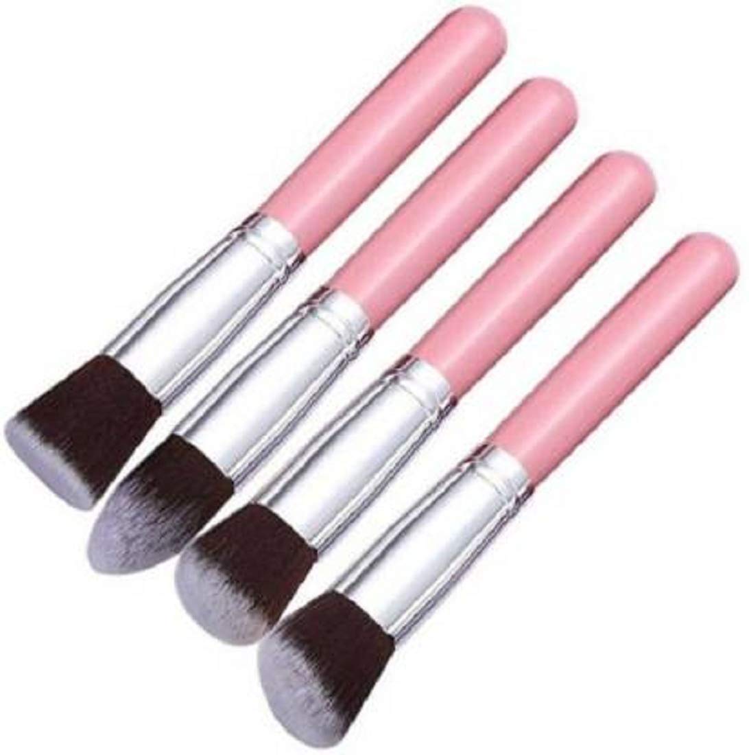 Angelie 4-Piece Professional Pink Makeup Brush Set - Soft Foundation Blending Brushes for Flawless Liquid & Powder Cosmetics Application - Perfect for Daily Makeup, Contouring & Professional Makeup Artists