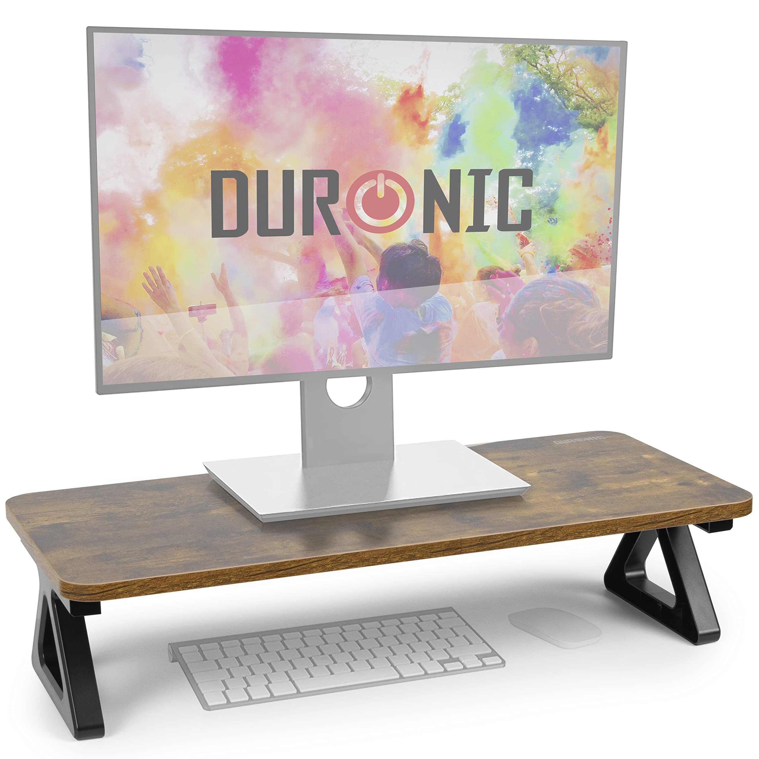 Duronic DM06 1 AO Monitor Stand Riser - 63cm x 30cm Laptop & PC Screen Stand with 10kg Capacity - Antique Oak Wood Effect - Perfect for Home Office, Gaming Setup & Workspace Organization