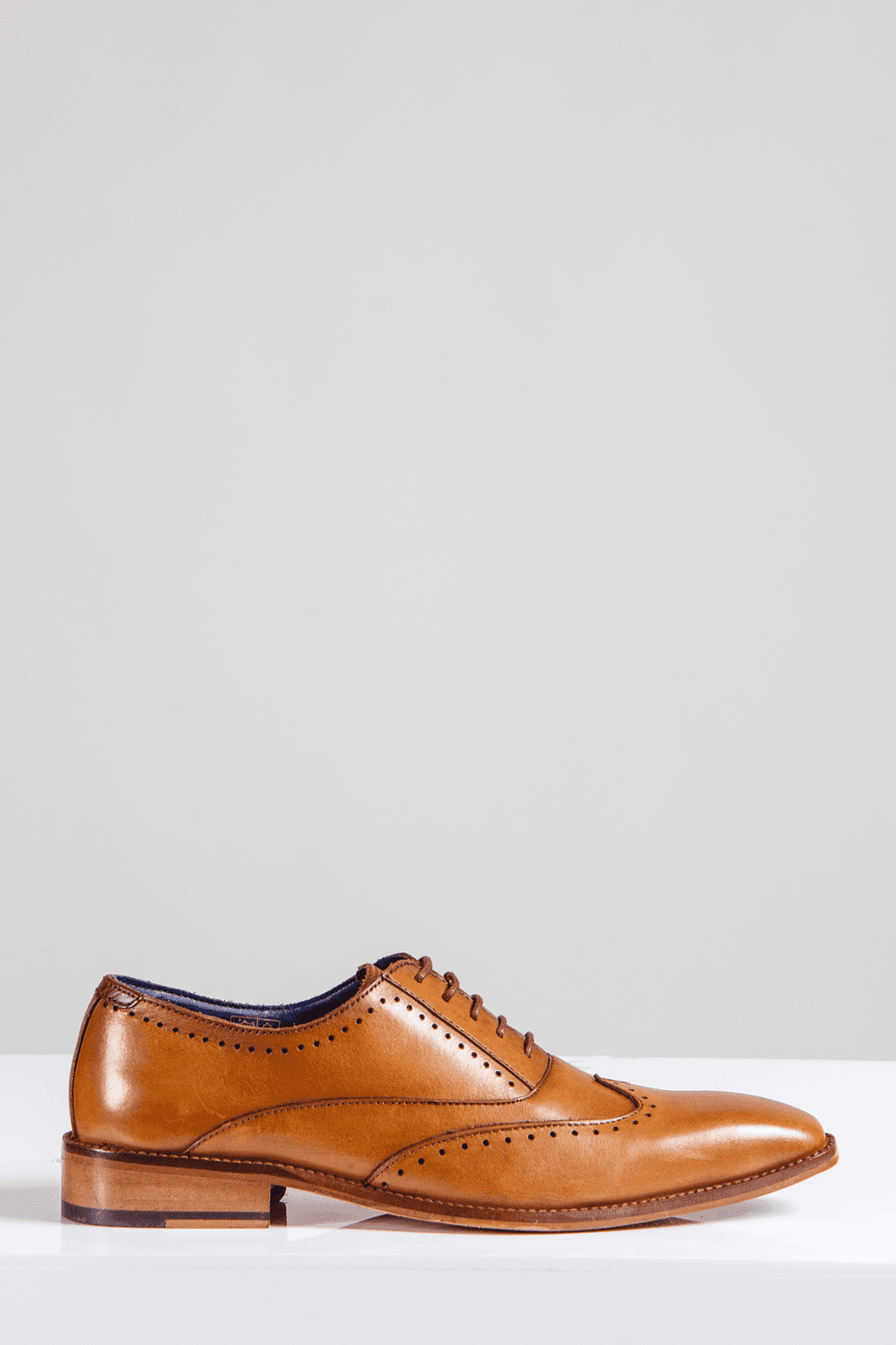Marc Darcy Carson Tan Wingtip Oxford Brogue Shoes - Classic Men's Dress Shoes for Business, Formal & Wedding Occasions