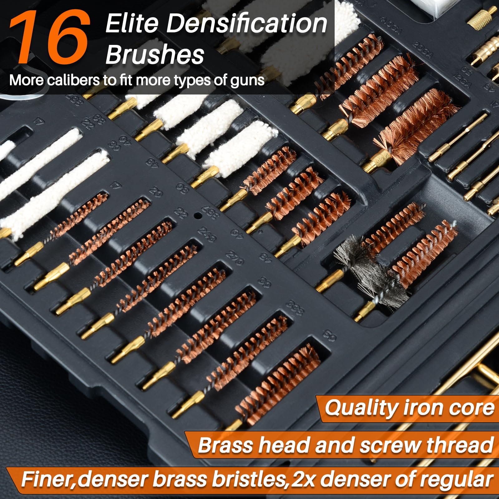 BOOSTEADY Pro Universal Gun Cleaning Kit - High-End Brass Brushes, Mops, Jags & Reinforced Rods for Handguns, Shotguns & All Firearms | Perfect for Home Maintenance, Hunting & Range Shooting
