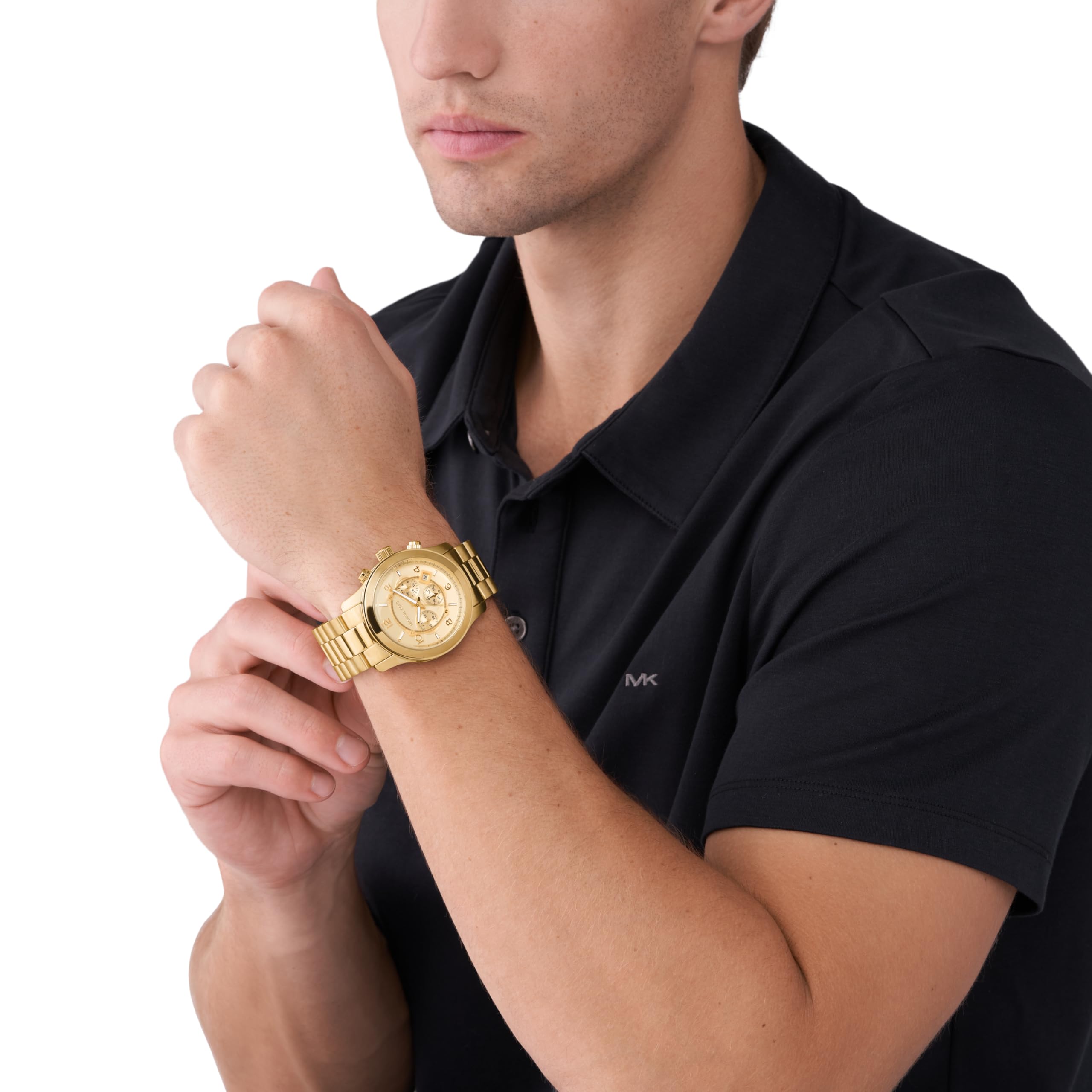 Michael Kors Runway Men's Stainless Steel Chronograph Watch with Steel/Silicone Band - Stylish Dress & Casual Watch for Business, Date Night & Everyday Wear