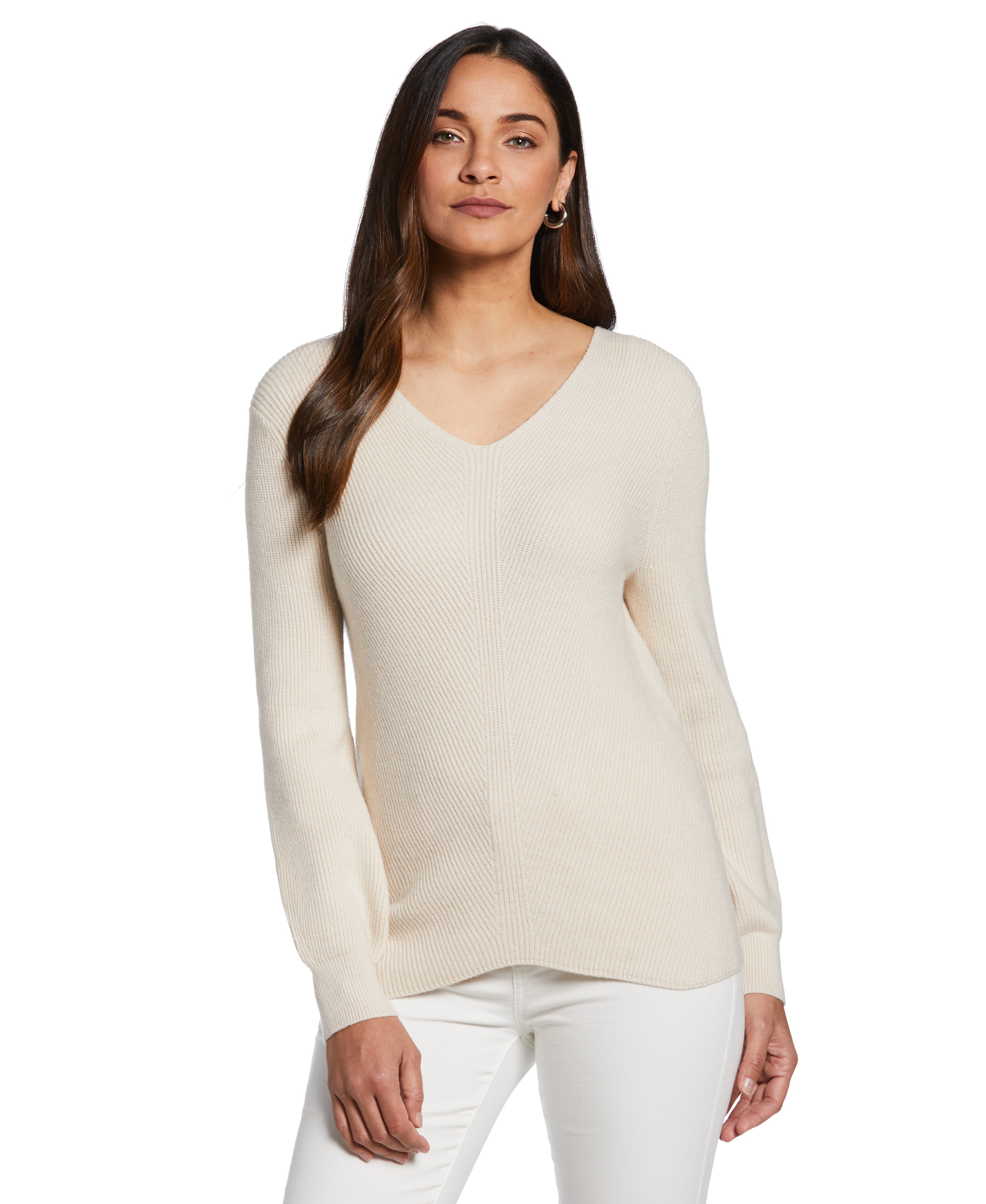 Essential Ribbed V Neck Sweater for Women - Soft Knit Pullover Casual Winter Top - Perfect for Office, Date Night & Holiday Outfits