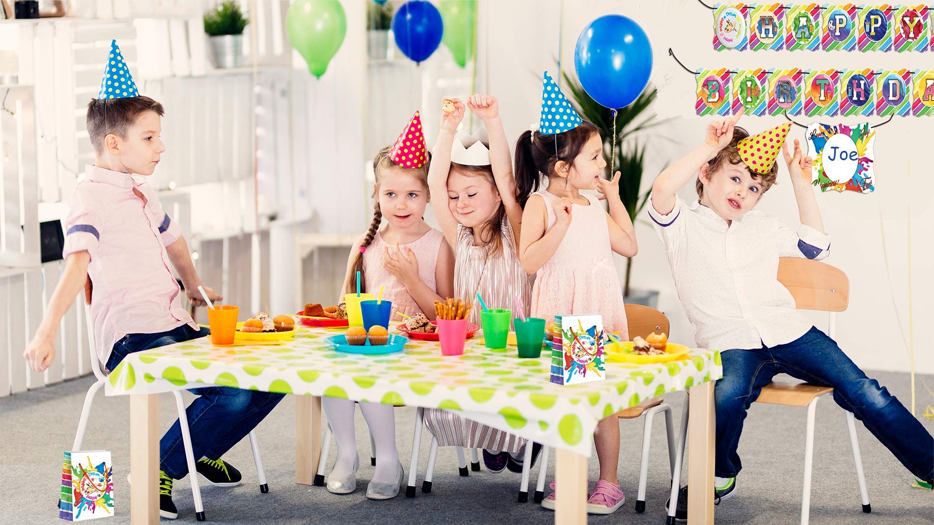 LARZN Premium Art Party Favor Bags - 12 Pack Medium Treat Bags for Paint Parties, Birthday Decorations & Gift Goodie Bags | Perfect for Kids Crafts, Classroom Activities & Party Favors