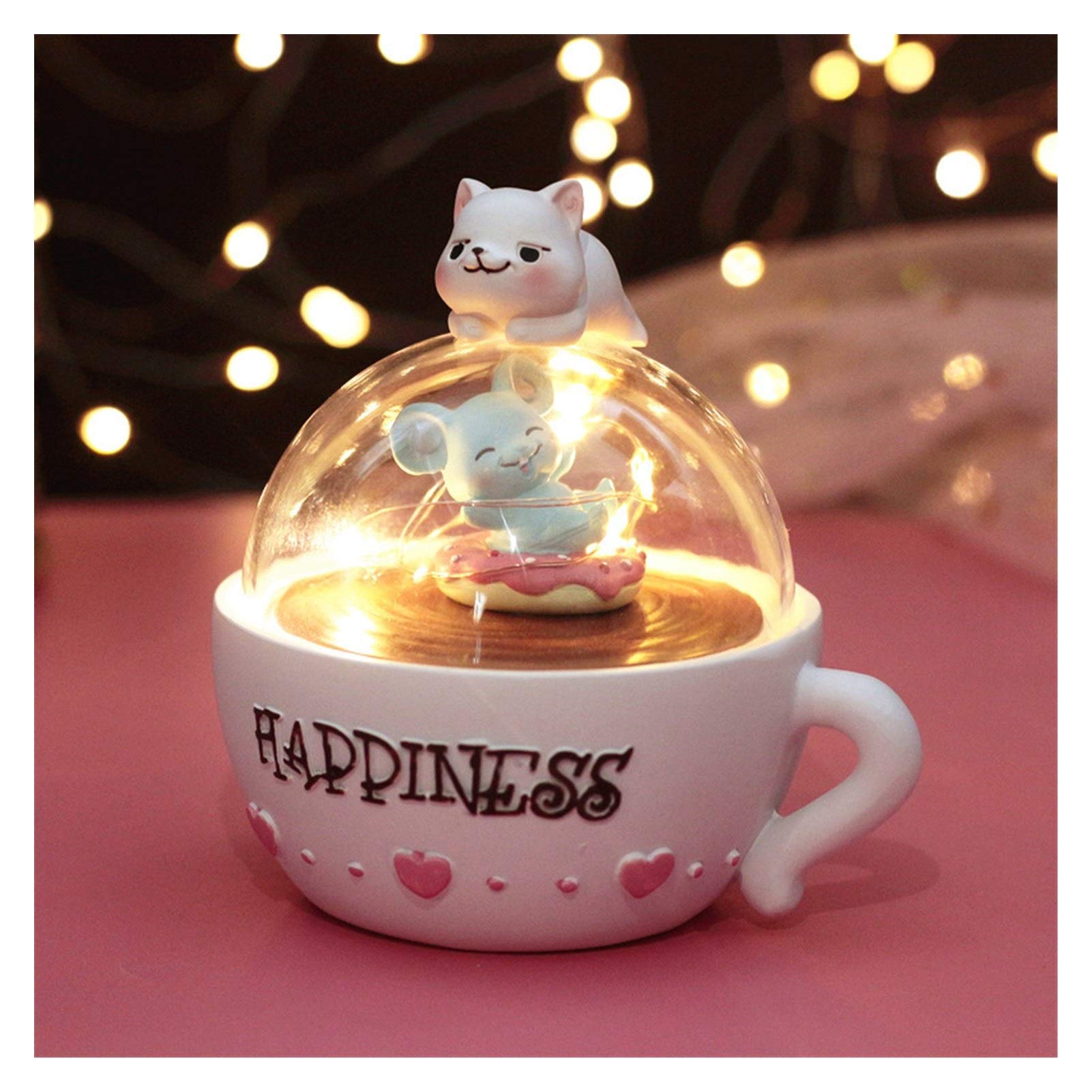Creative Kitten Star Night Light - Cute Cat Cup LED Lamp for Kids Room, Nursery, Bedroom Decor - Cartoon Animal Nightlight for Birthday, Christmas Gifts (White Light) - Perfect for Bedtime, Baby Sleep Aid & Cozy Ambiance