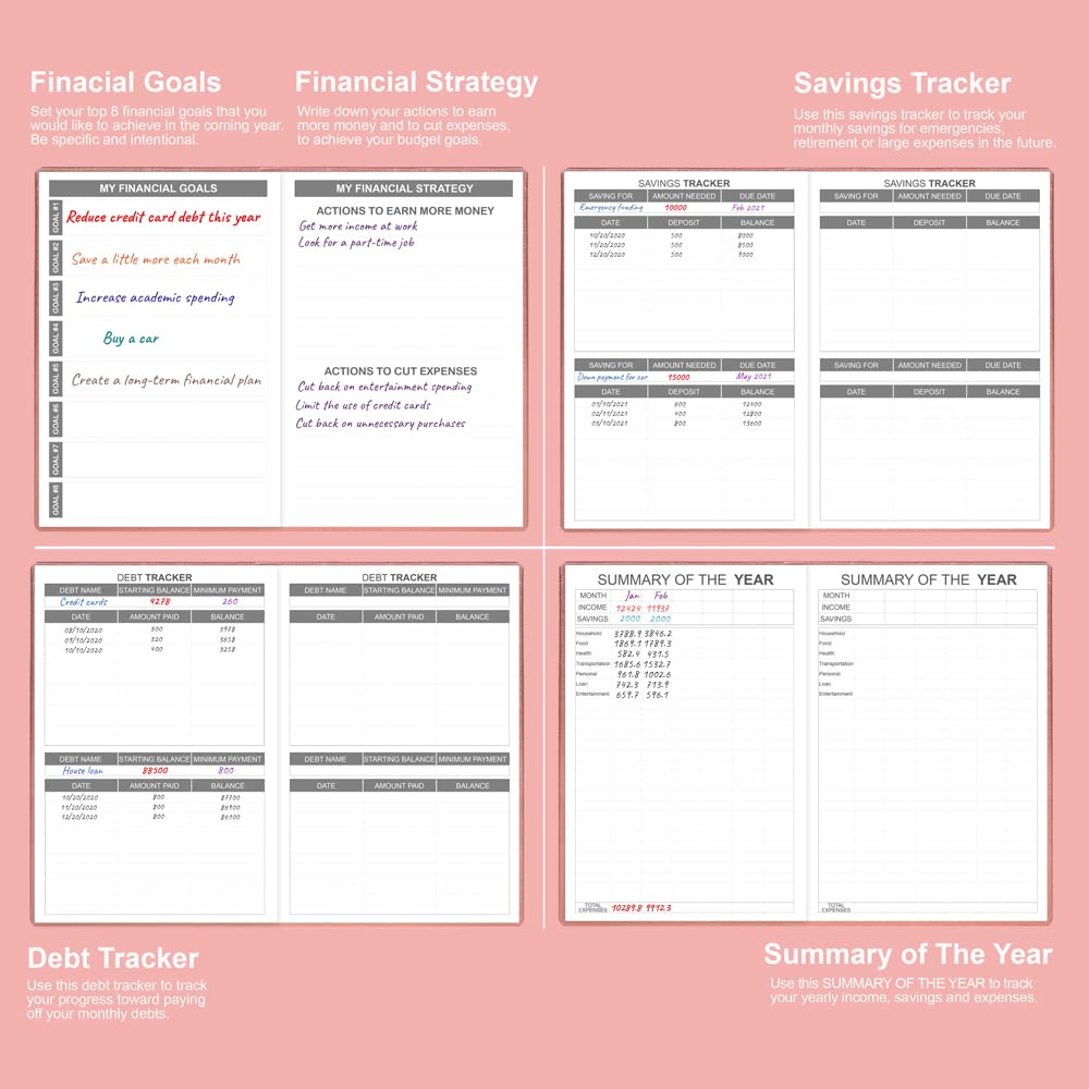 2024-2025 Budget Planner & Expense Tracker Notebook - Undated 12-Month Financial Organizer, 5.8