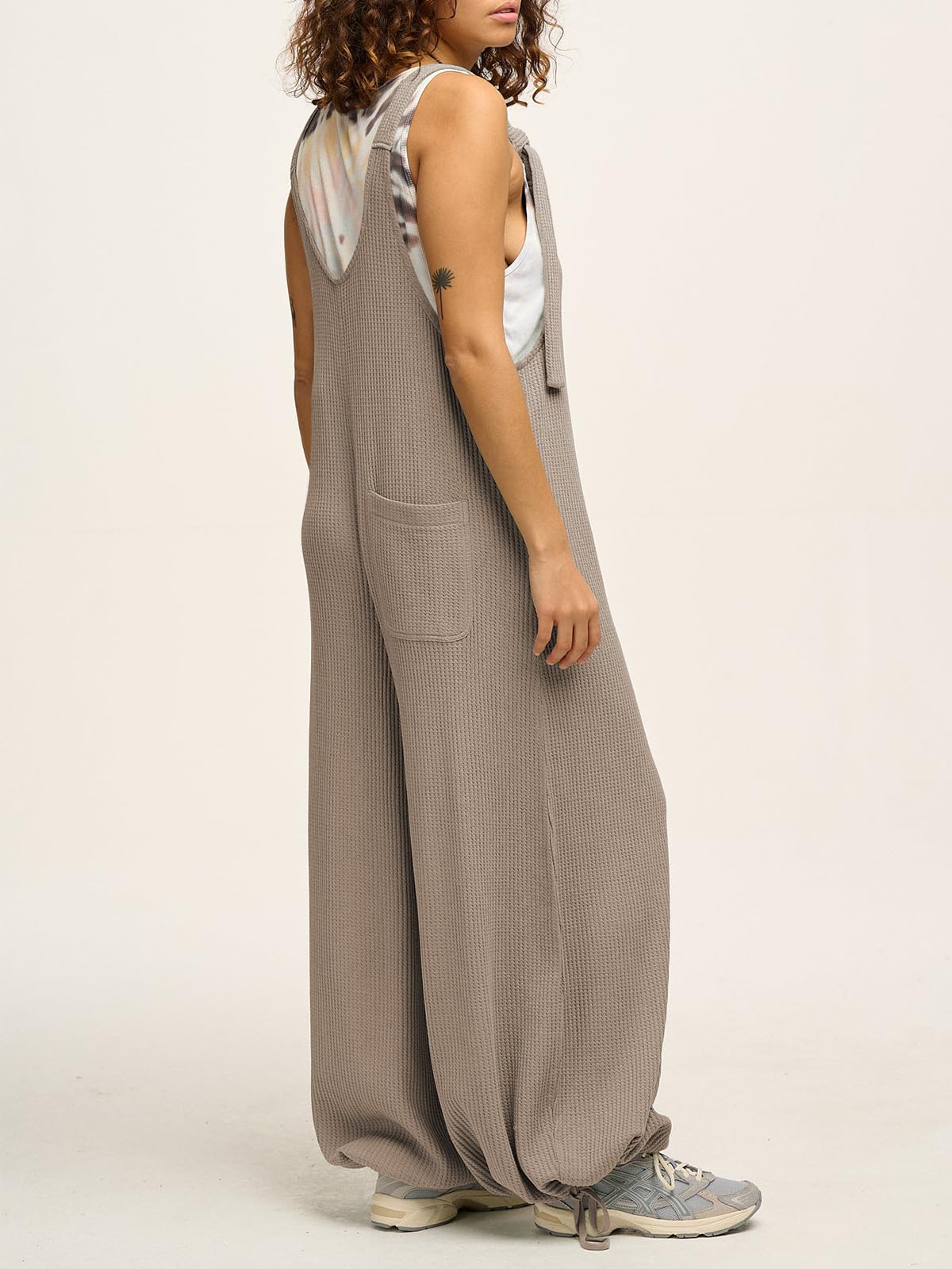 Women's Waffle Knit Overalls - Loose Casual Bib Wide Leg Jumpsuit Romper Outfit for Women | Comfortable Lounge Wear, Fall Fashion, Street Style Outfits