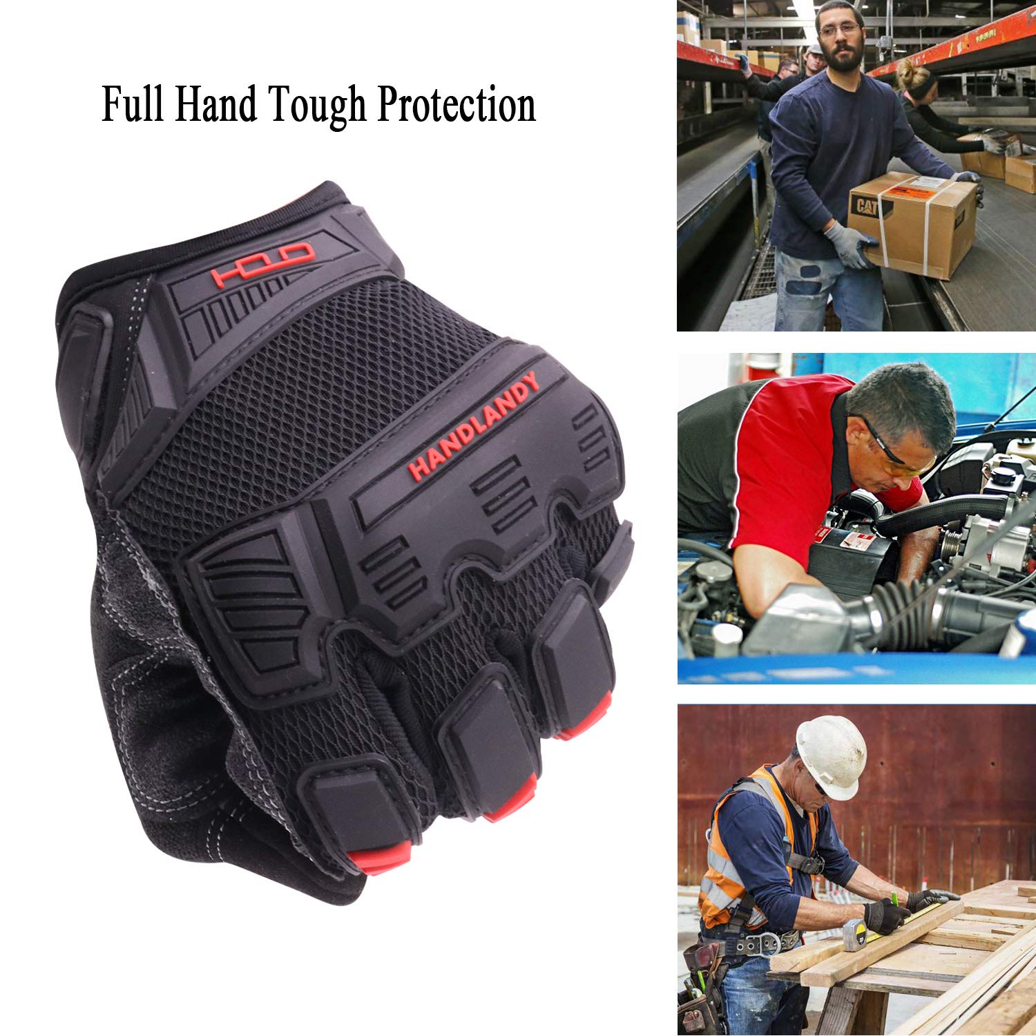 Heavy Duty Work Gloves for Men - Pack of 12 Pairs TPR Impact Resistant, Non-Slip & Breathable Mechanics Gloves - Ideal for Construction, Automotive Repair, and DIY Projects