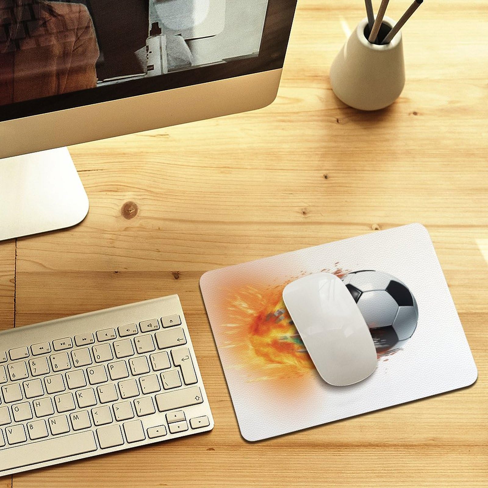 Premium Leather Football Mouse Pad - Non-Slip 8x10 Inch Computer Gaming Mousepad for Office & Home Use | Perfect for Sports Fans & Gamers