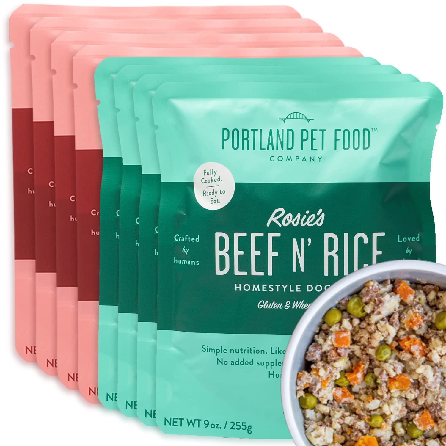 Premium Human-Grade Salmon & Beef Wet Dog Food Pouches Variety Pack - Gluten-Free Dog Food Toppers & Complete Meals for All Breeds - Made in USA - 8-Pack - Perfect for Travel, Training & Senior Dogs