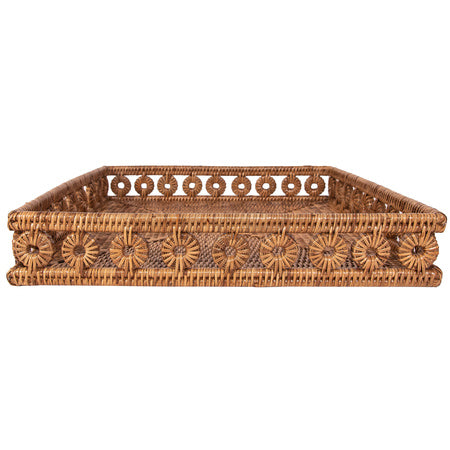 Handwoven Burmese Rattan Tray - Natural Eco-Friendly Serving Tray for Dining, Coffee Table Decor, or Bathroom Organization - Perfect for Home Decor, Parties, and Gift Giving