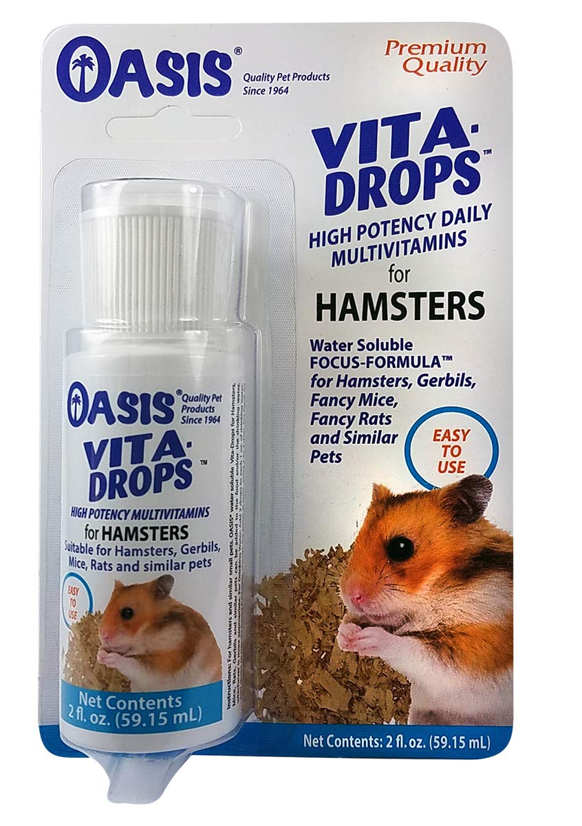 Oasis Hamster Vita-Drops All-in-1 Multivitamin Supplement for Small Pets - Supports Healthy Bones, Teeth, Joints & Digestion | Promotes Skin & Coat Health | Orange Flavor 2oz | Ideal for Daily Hamster Care & Wellness Routine