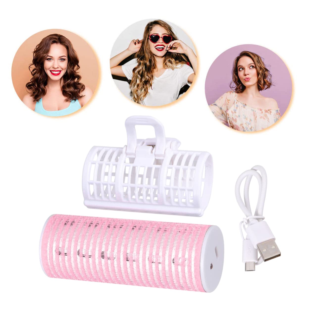 Minkissy Cordless Heated Hair Curlers - Lightweight Portable Hair Rollers for Women, Pink Hair Styling Crimpers | Perfect for Travel, Home Use & Salon Styling