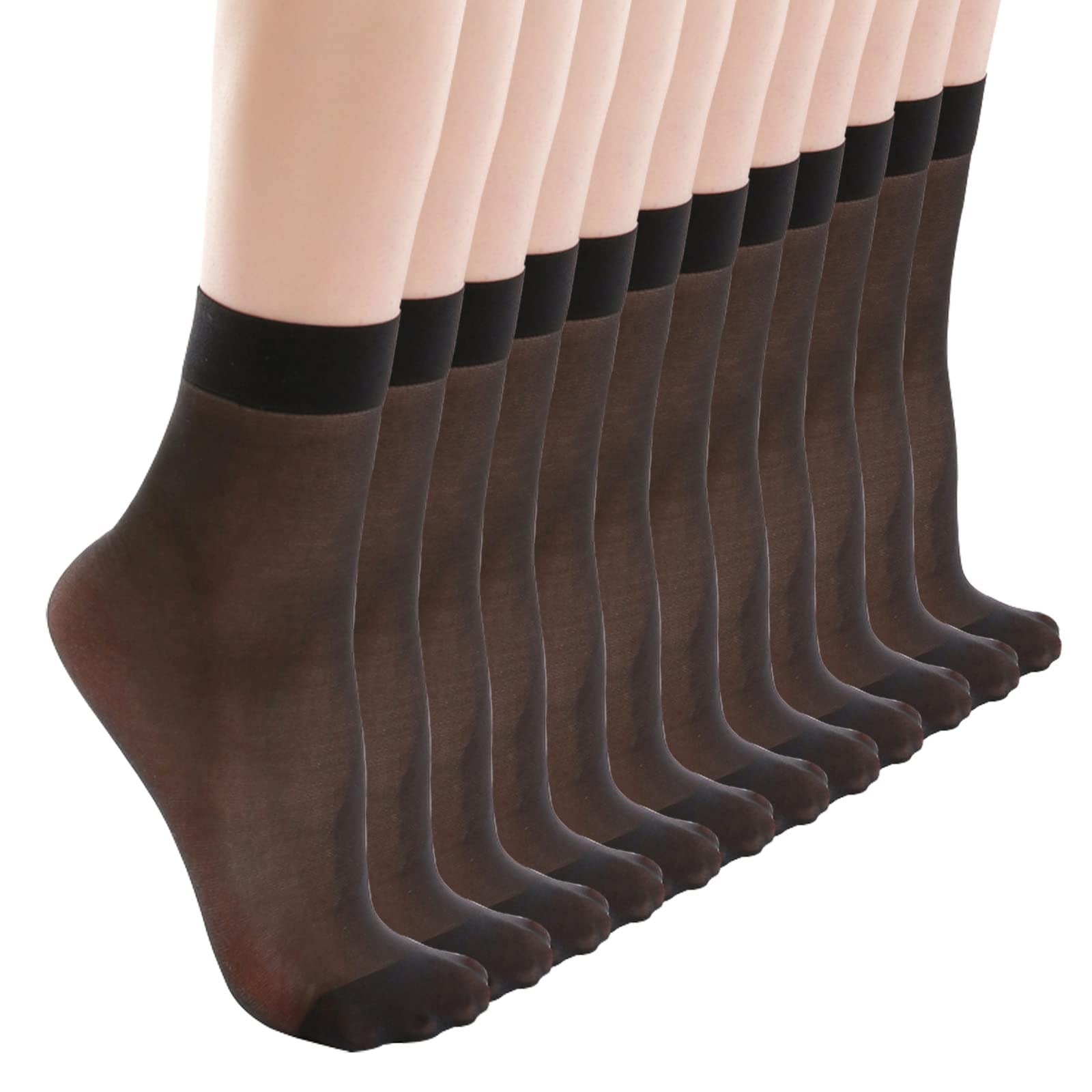 10 Pairs Women's Non-Slip Cotton Compression Socks - Solid Patterned Mid-Calf Socks for Workout, Yoga & Everyday Comfort