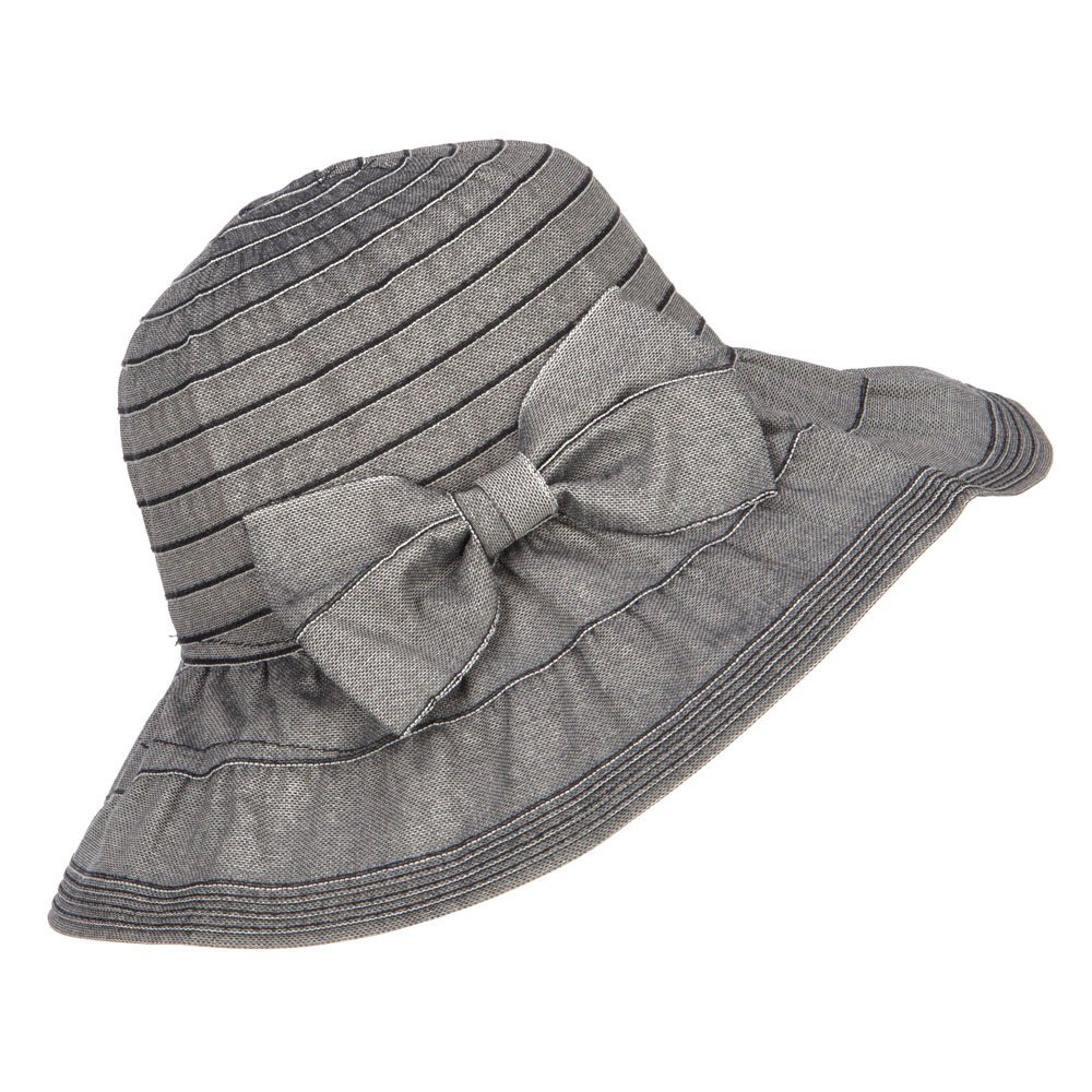 Jeanne Simmons Women's Ribbon Accent Crushable Sun Hat - Stylish Wide Brim Floppy Hat for Beach, Garden & Outdoor Activities