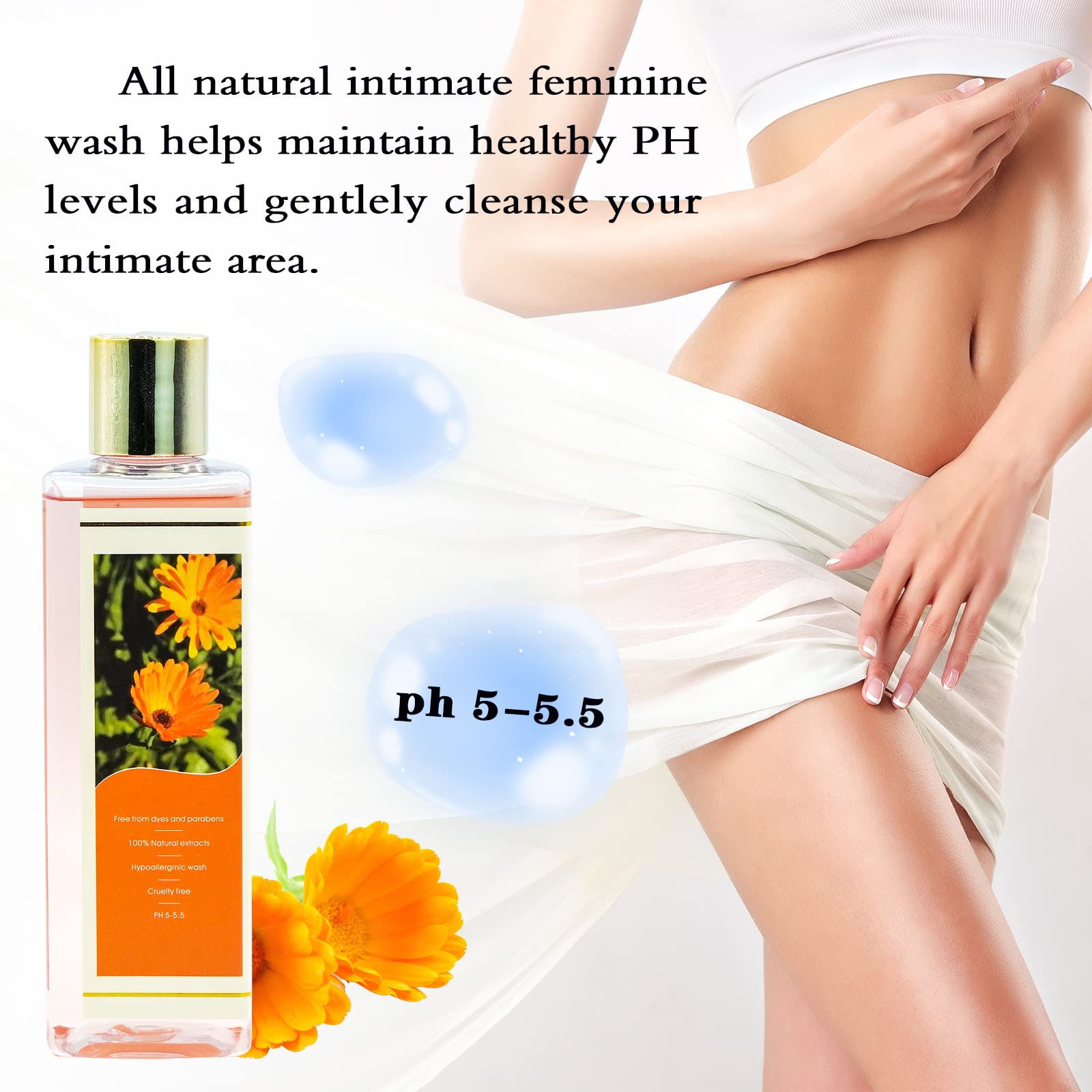 Organic Feminine Wash for Sensitive Skin | pH Balanced Intimate Cleanser with Calendula & Apple Cider Vinegar | Gynecologist Approved Vaginal Wash for Odor Control & Hygiene | 8.5 fl.oz | Perfect for Daily Use, Post-Workout & Travel