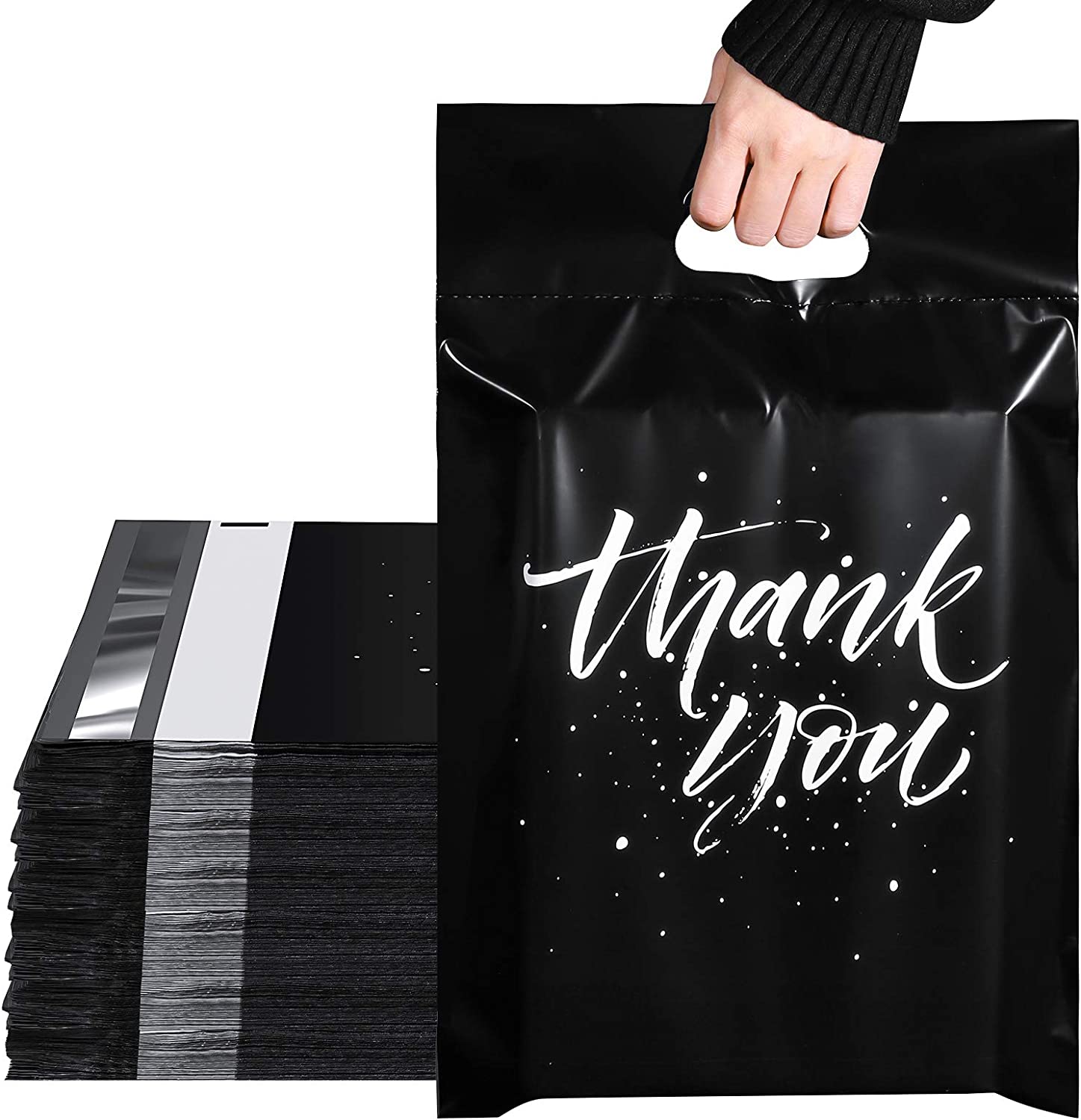 10x13 Poly Mailer Shipping Bags with Handle | Durable Waterproof Mailing Envelopes for Ecommerce | Black | Perfect for Clothing, Books & Small Business Shipments