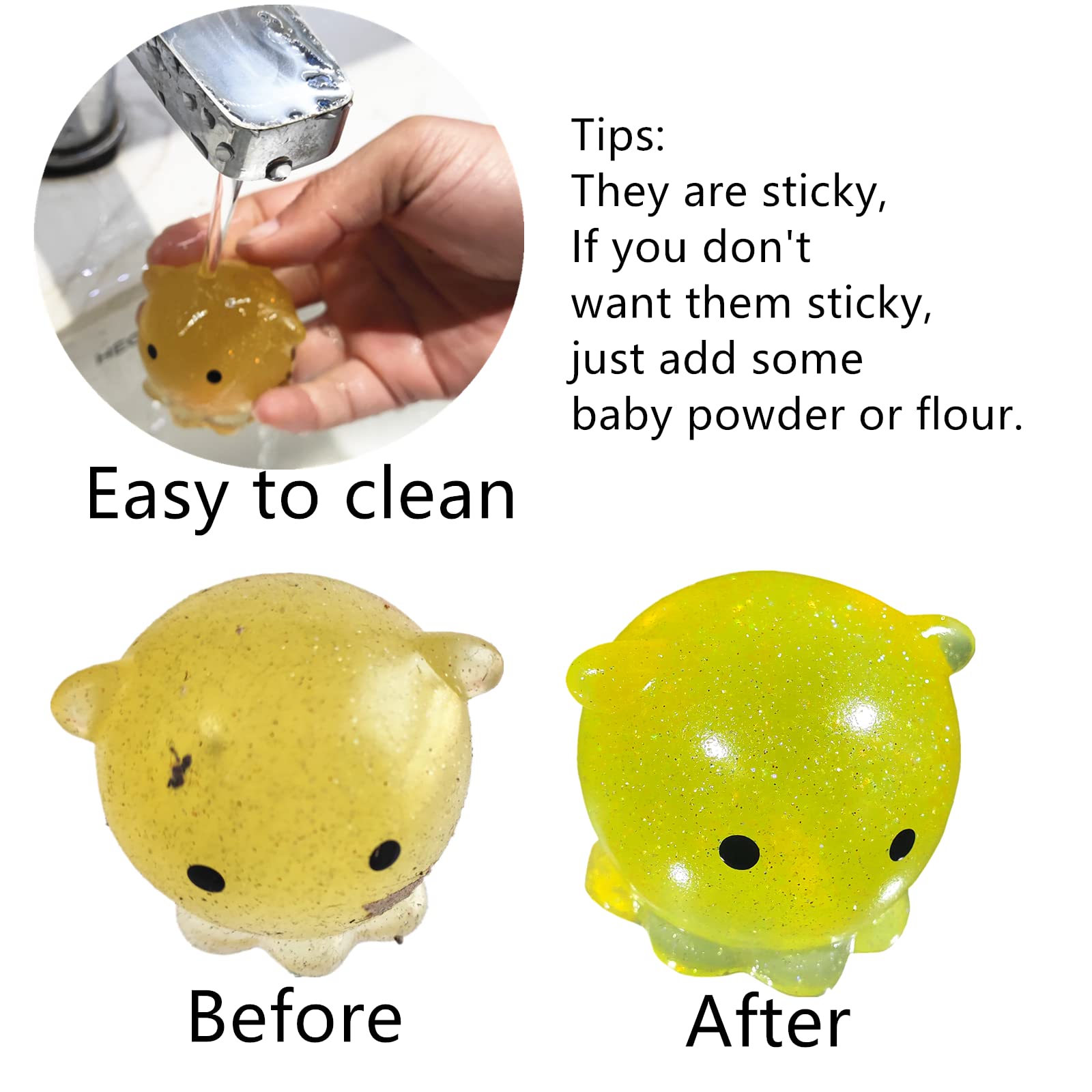 8-Piece Jumbo Glitter Mochi Squishy Toys - Stress Relief Animal Squishies for Kids Party Favors & Sensory Play | Perfect for Birthday Gifts, Classroom Rewards, and Anxiety Relief