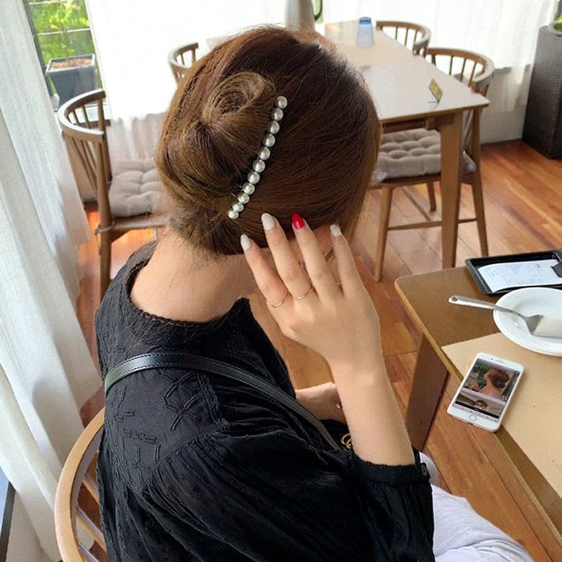 Vintage Pearl Rhinestone Hair Clips - 2PCS Black Hair Combs for Women, Perfect for Buns & Styling