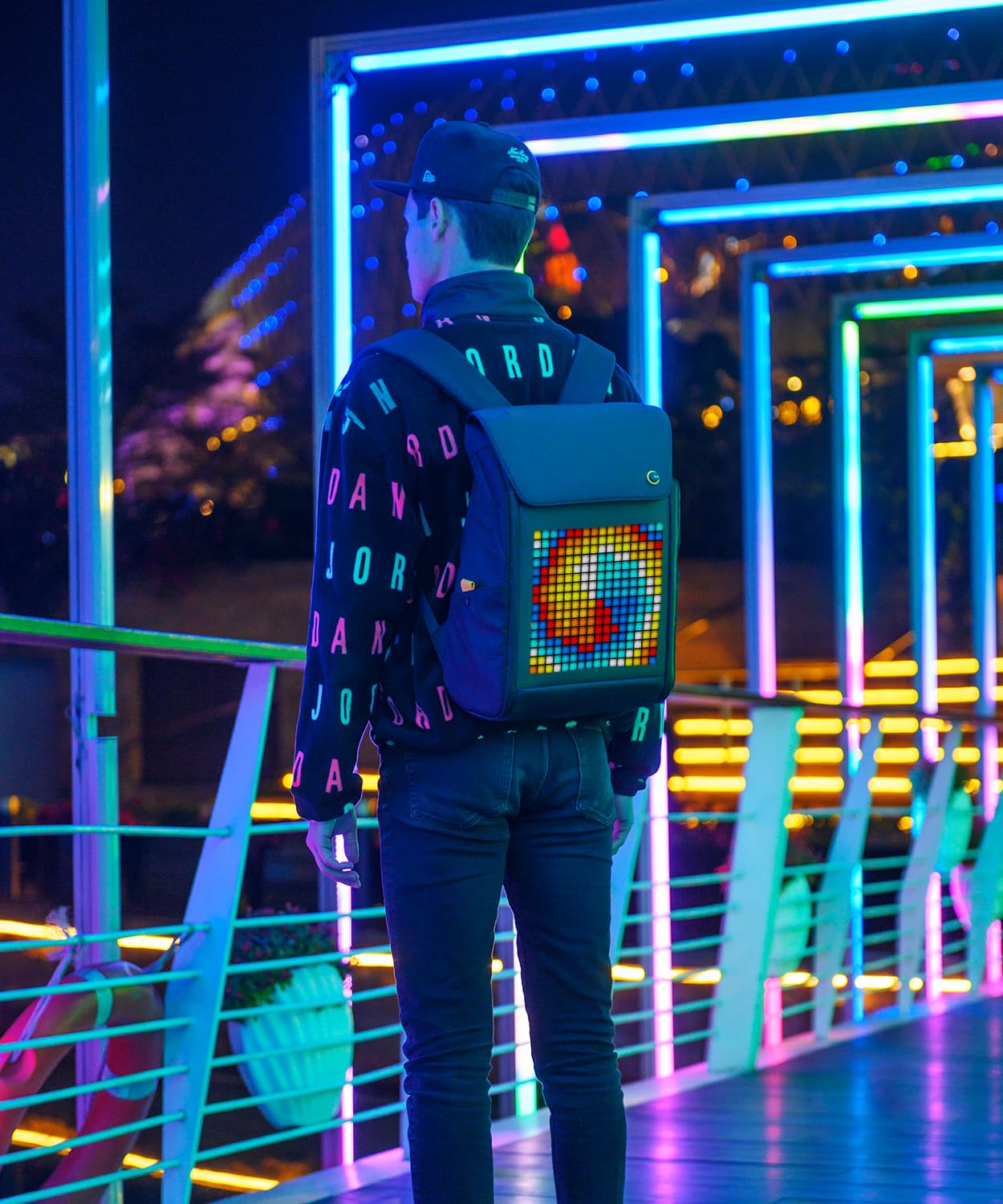 Divoom Pixoo M LED Backpack - Customizable LED Display Bluetooth Backpack for Adults, Anime Rave, Motorcycle Riding, Concerts & Night Out - Smart Stylish Functional Daypack with App Control