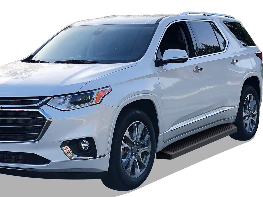 Black Powder Coated Running Boards Nerf Bars Side Steps for Chevy Traverse 2018-2023 - Durable Off-Road Protection & Easy Step Access for Trucks & SUVs
