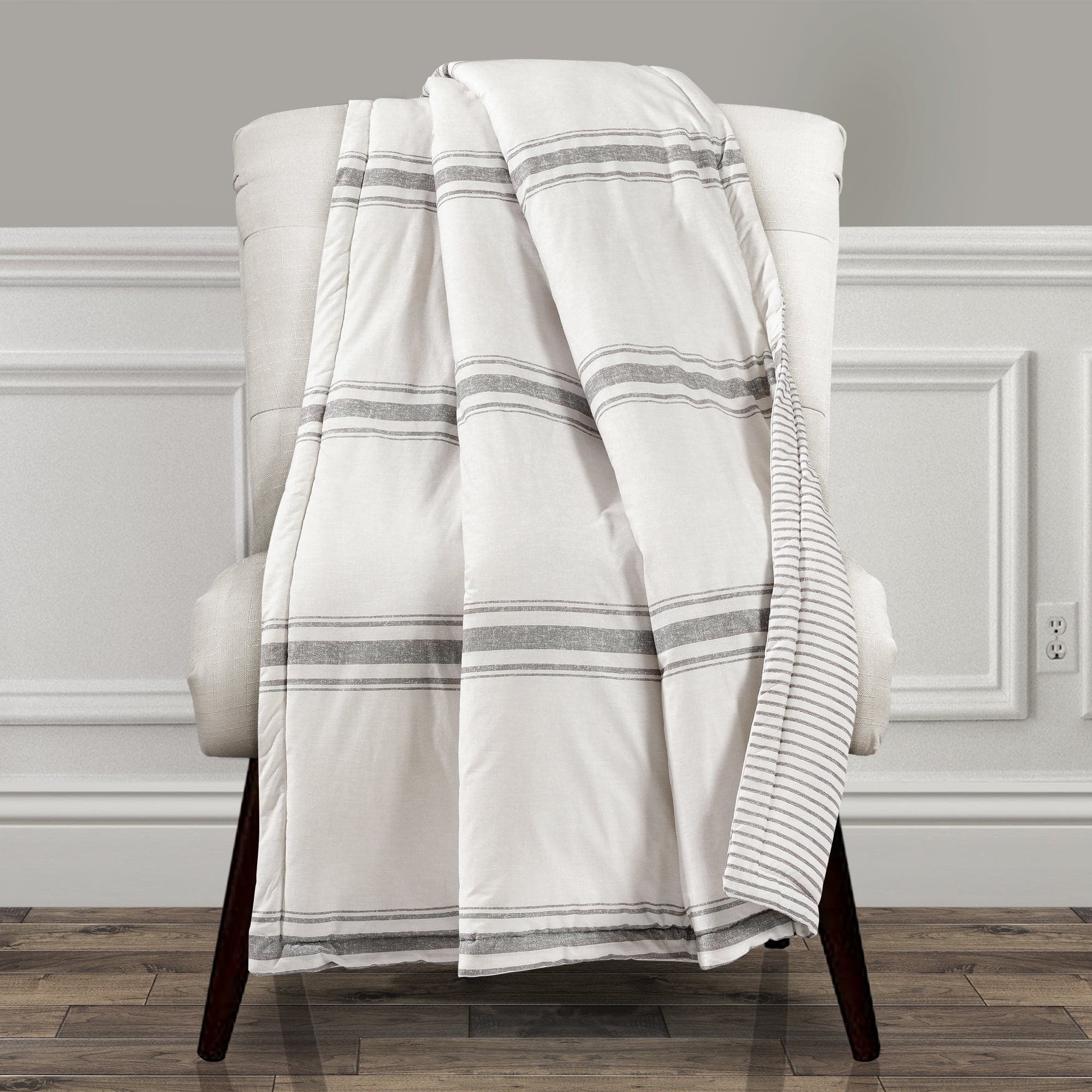 Farmhouse Stripe Throw Blanket - Soft Cozy Knit Accent Blanket for Couch, Bed & Home Decor - Perfect for Living Room, Bedroom & Seasonal Decorations