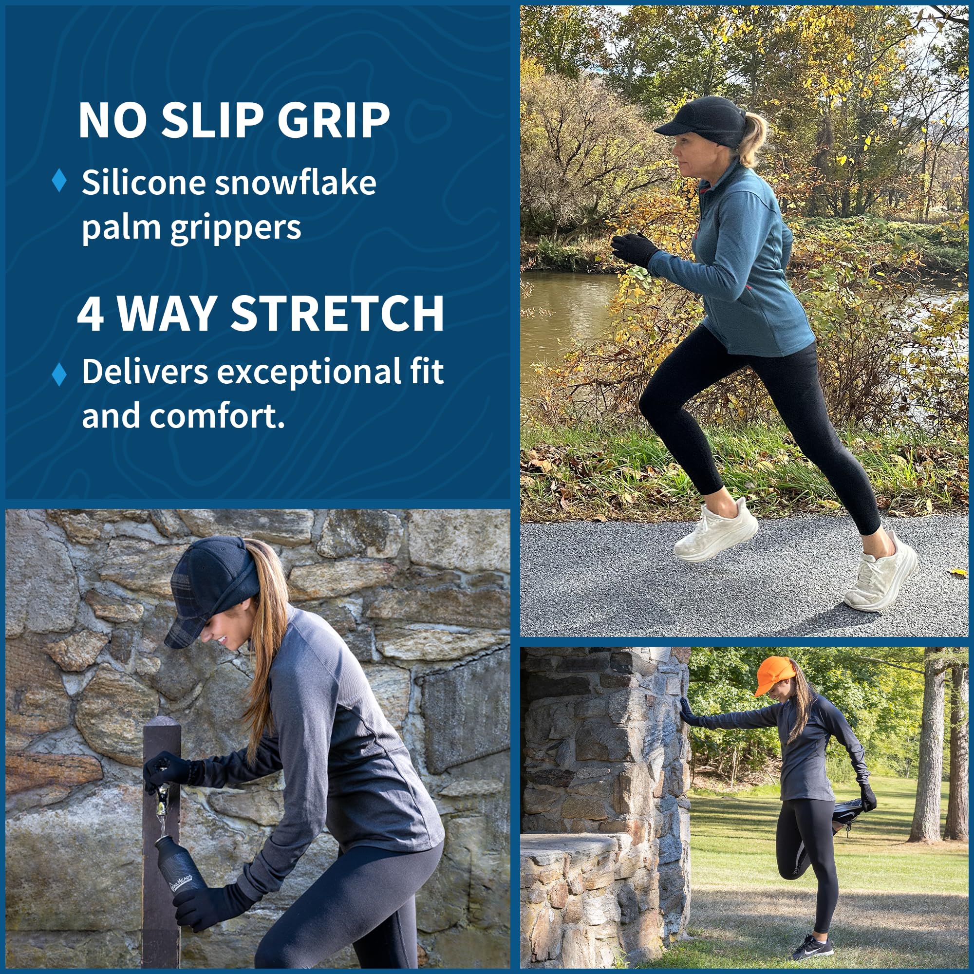 TrailHeads Women's Running Gloves - Touchscreen Winter Gloves for Running, Hiking & Biking - Breathable Sports Gloves for Outdoor Activities - Solid Black (Small) - Perfect for Cold Weather Workouts & Winter Adventures
