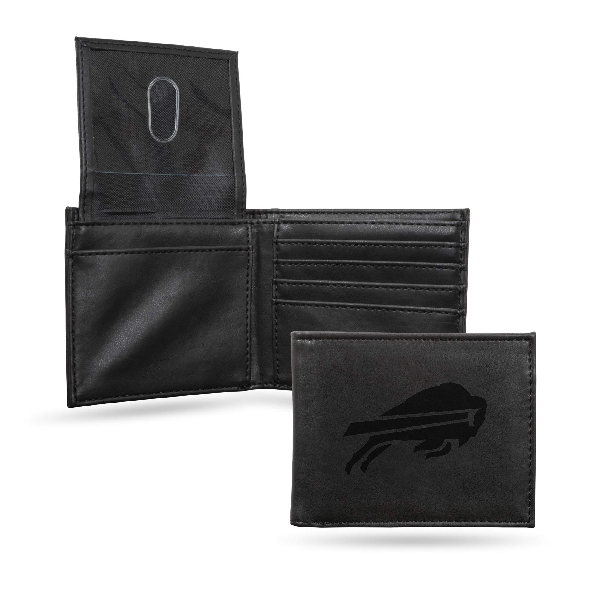 NFL Laser Engraved Slim Billfold Wallet for Men - Genuine Leather Money Clip Wallet - Perfect Gift for Football Fans (Game Day, Tailgating, Sports Events)