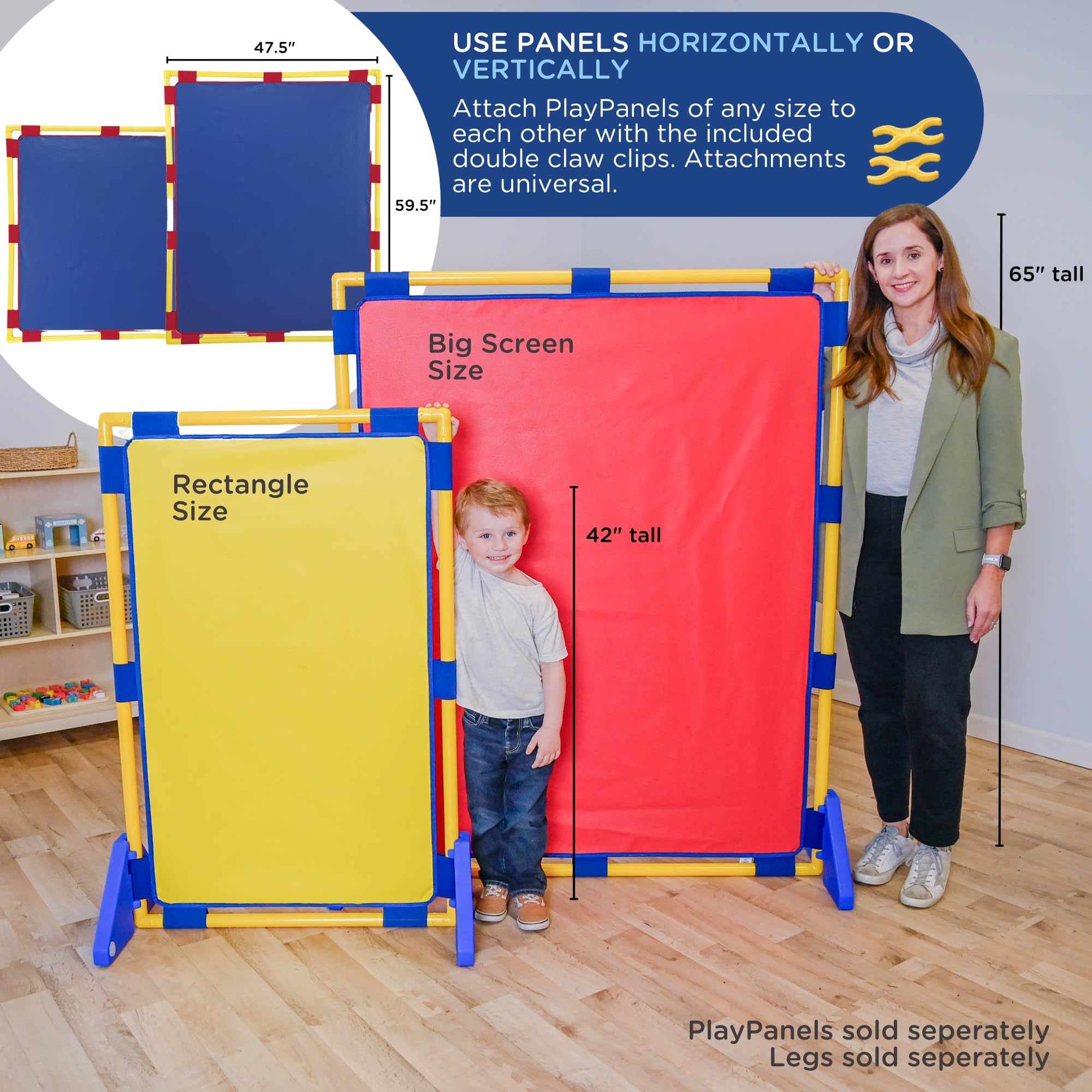 Children's Factory Big Screen PlayPanel - Kids Room Divider & Classroom Privacy Screen in Blue | Perfect for Daycare Centers, Preschools & Home Play Areas
