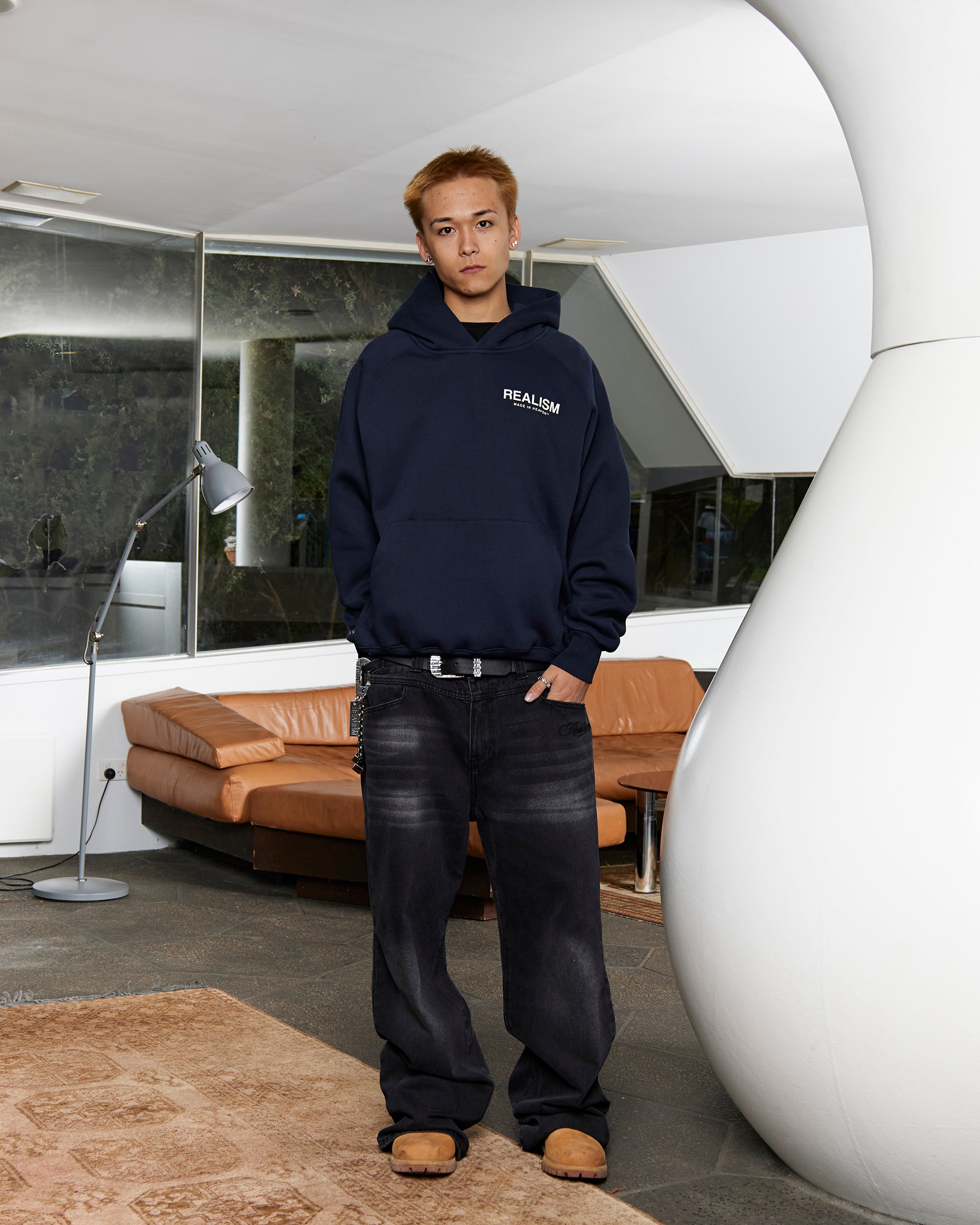 SSS Realism Heaven Logo Hoodie - Marine Blue Pullover for Men & Women | Streetwear Fashion, Casual Wear, Gym & Outdoor Activities